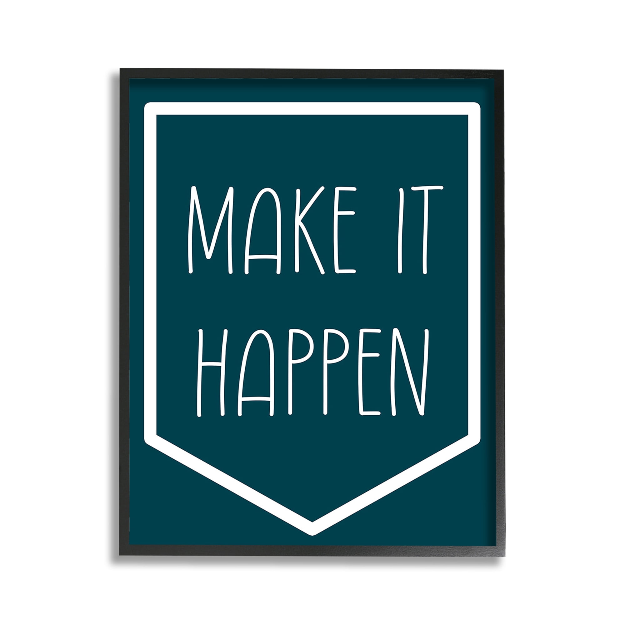 Stupell Industries Minimal Make It Happen Inspirational Painting Black Framed Art Print Wall Art, 11 x 14