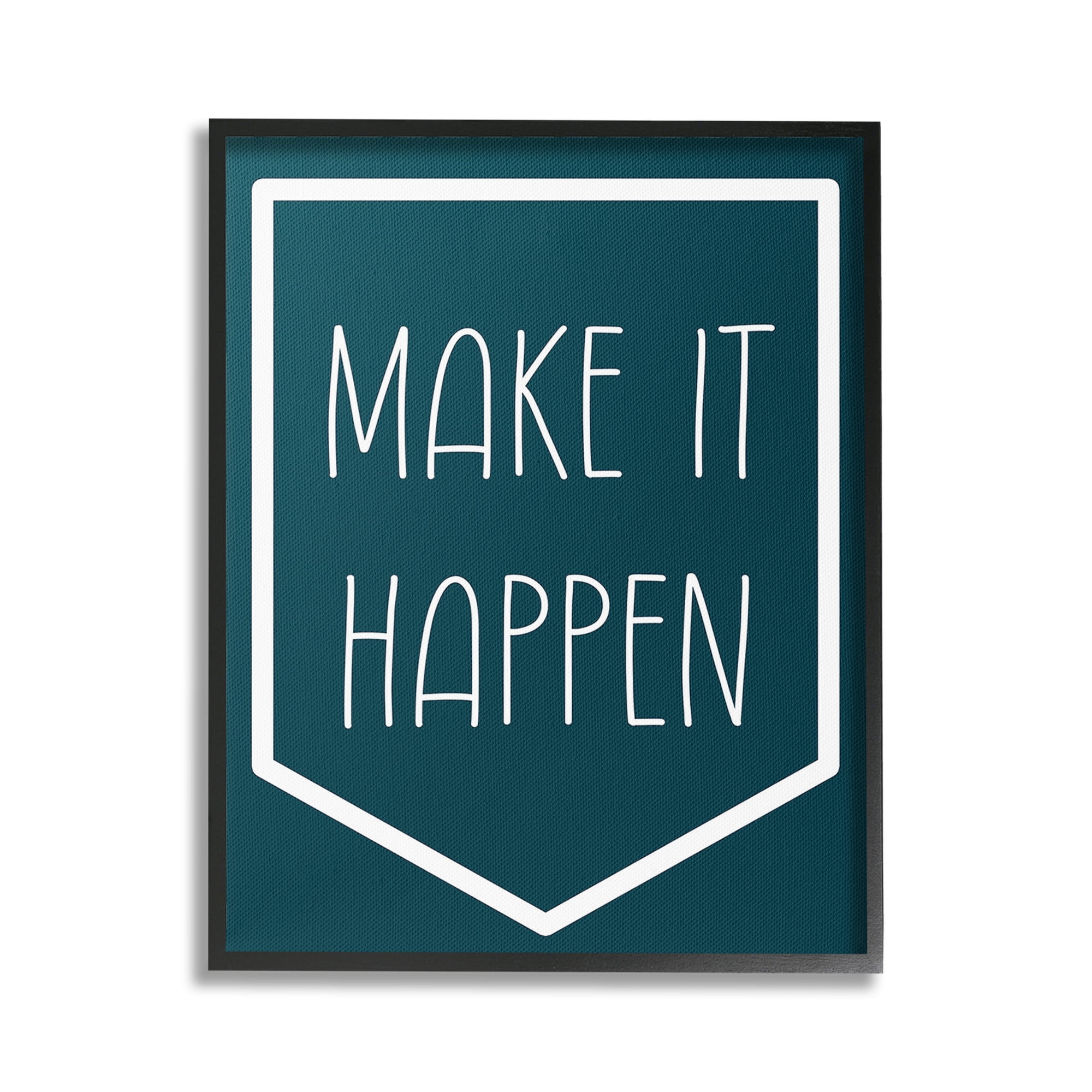 Stupell Industries Minimal Make It Happen Inspirational Painting Black Framed Art Print Wall Art, 16 x 20