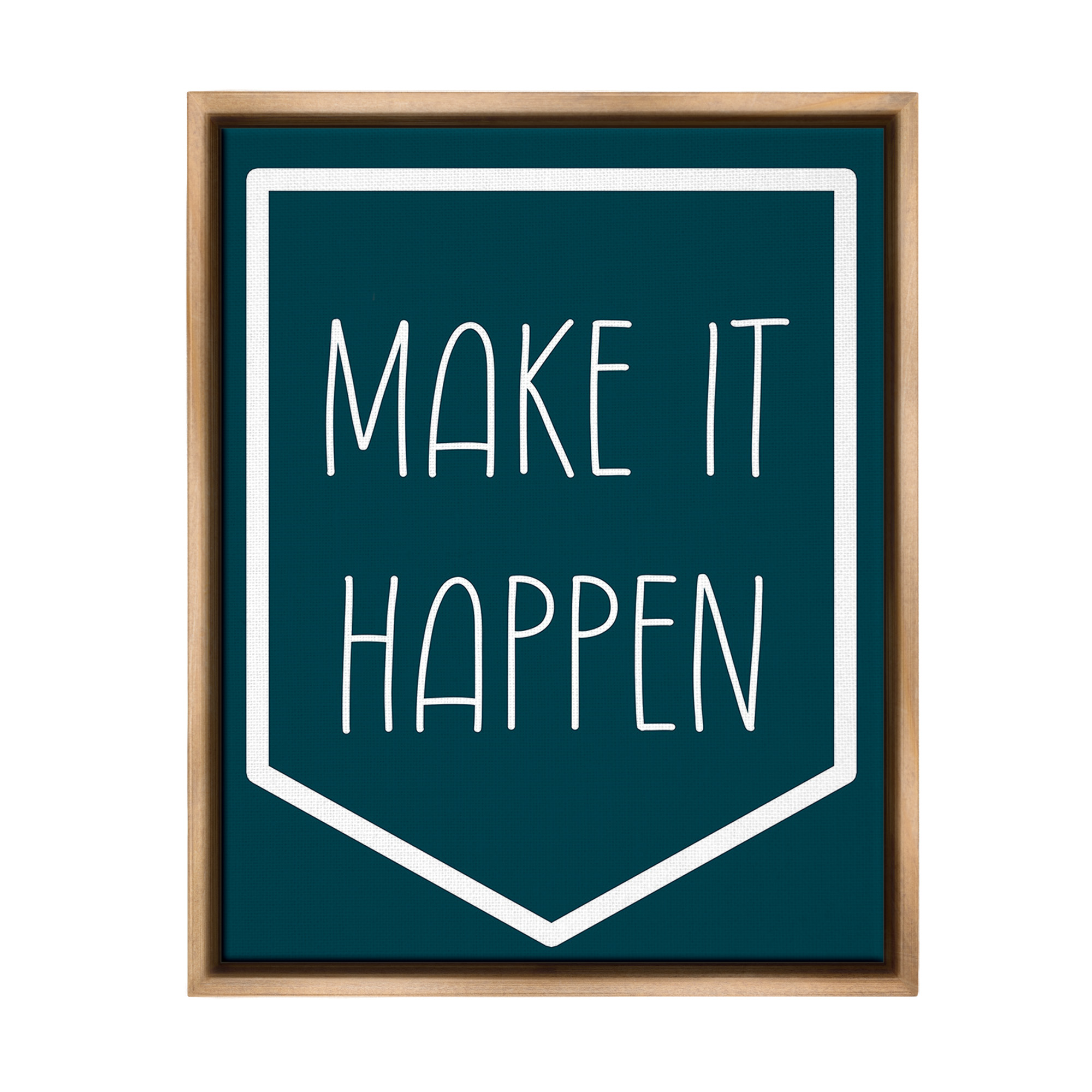 Stupell Industries Minimal Make It Happen Inspirational Painting Brown Floater Framed Canvas Art Print Wall Art, 17 x 21