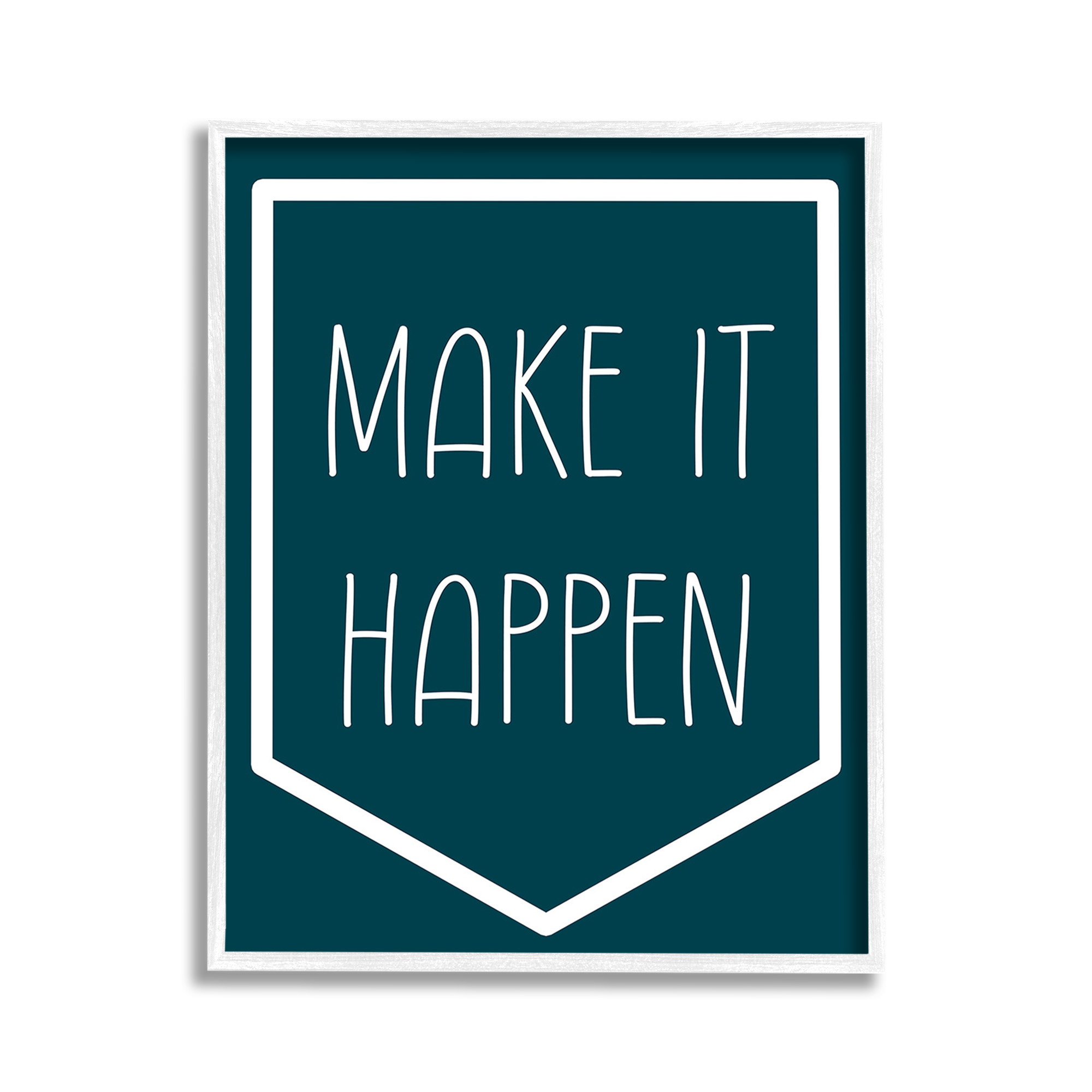 Stupell Industries Minimal Make It Happen Inspirational Painting White Framed Art Print Wall Art, 11 x 14
