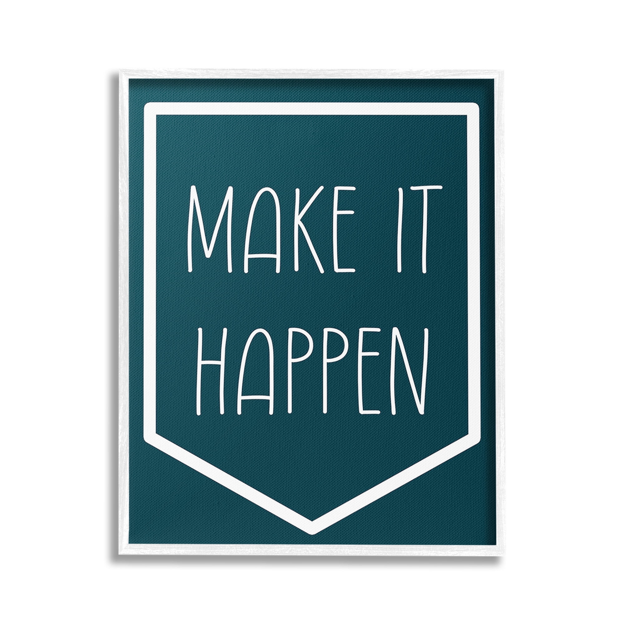 Stupell Industries Minimal Make It Happen Inspirational Painting White Framed Art Print Wall Art, 24 x 30