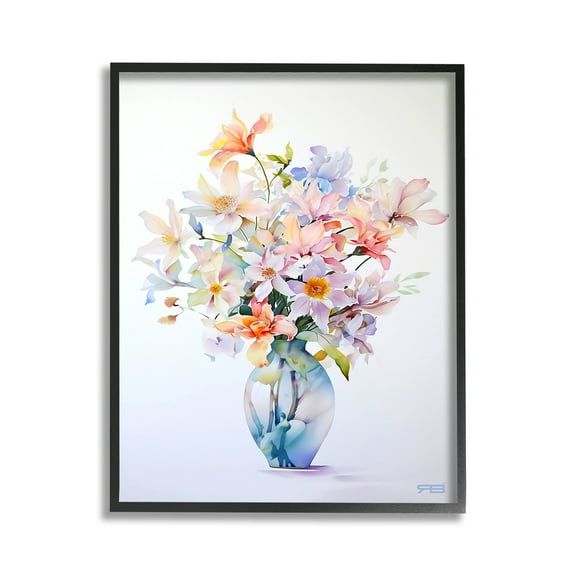 Stupell Industries Minimal Mixed Bouquet Botanical & Floral Painting Black Framed Art Print Wall Art, 11 x 14