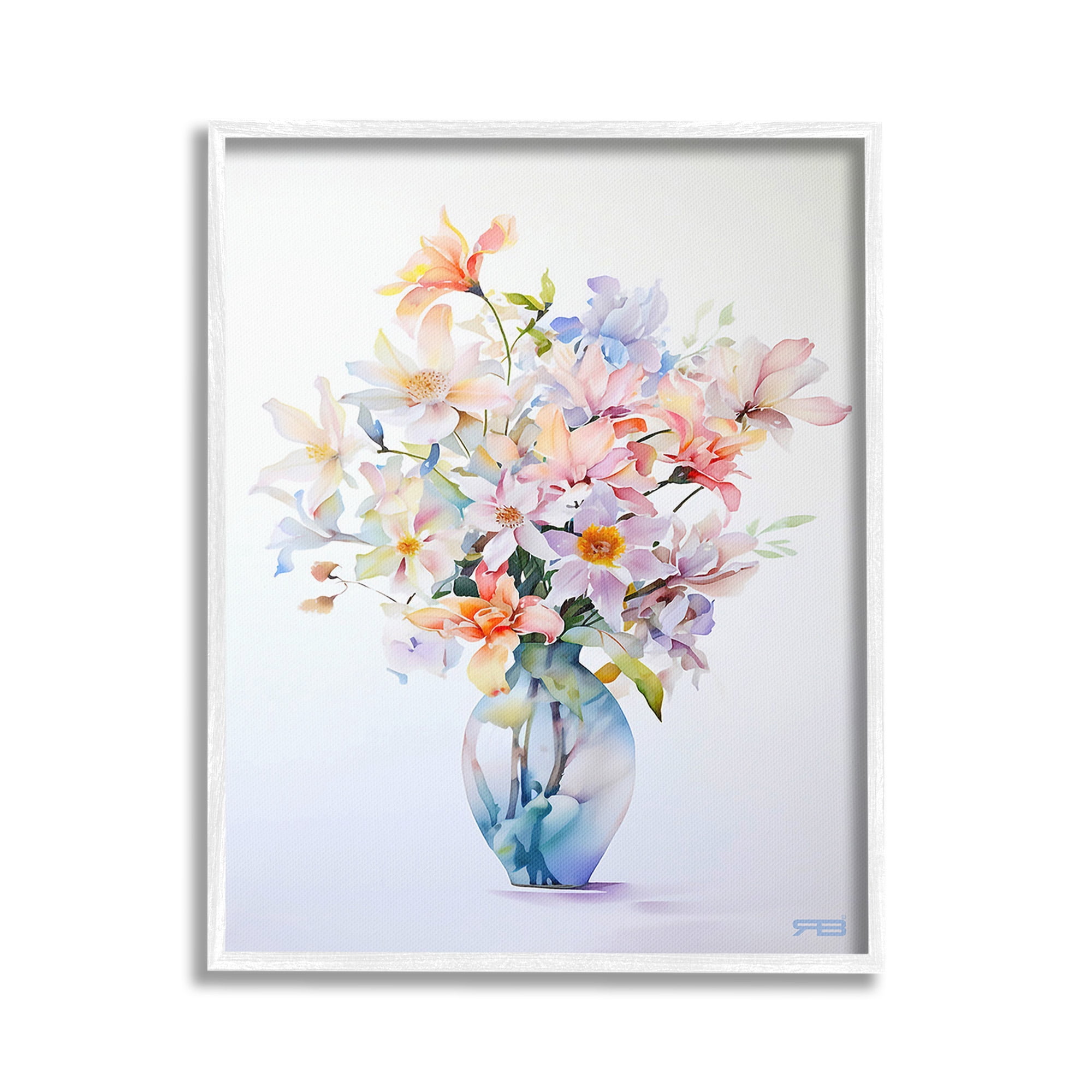 Stupell Industries Minimal Mixed Bouquet Botanical & Floral Painting White Framed Art Print Wall Art, 16 x 20