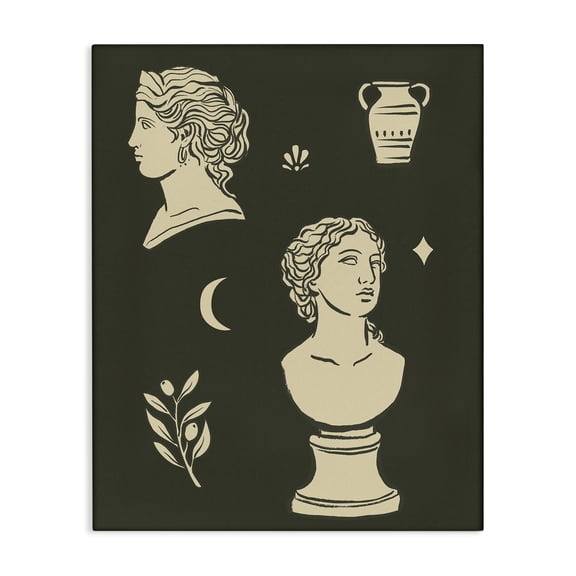 Stupell Industries Minimal Modern Bust Statues Culture Painting Wrapped Canvas Canvas Art Print Wall Art, 16 x 20