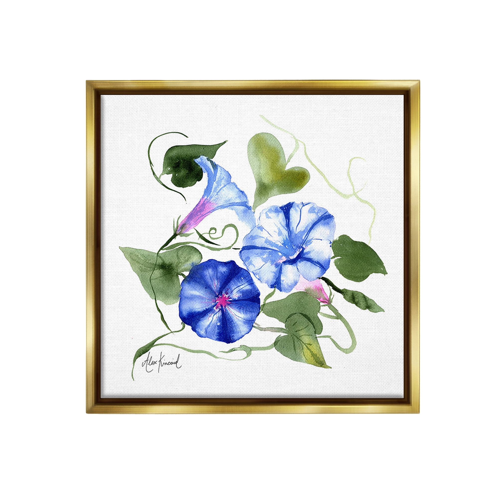 Stupell Industries Minimal Morning Glories Botanical & Floral Painting Gold Floater Framed Canvas Art Print Wall Art, 25 x 25