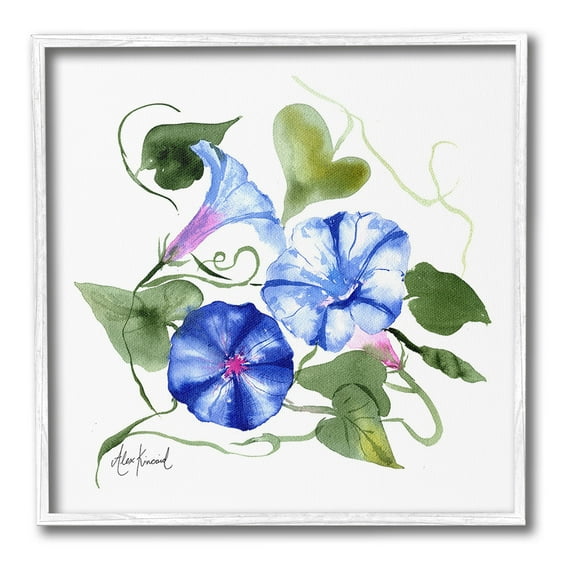 Stupell Industries Minimal Morning Glories Botanical & Floral Painting White Framed Art Print Wall Art, 24 x 24