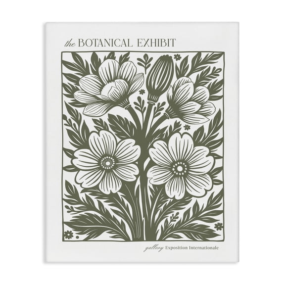 Stupell Industries Minimal Moss Hued Florals Floral Painting Wrapped Canvas Canvas Art Print Wall Art, 16 x 20