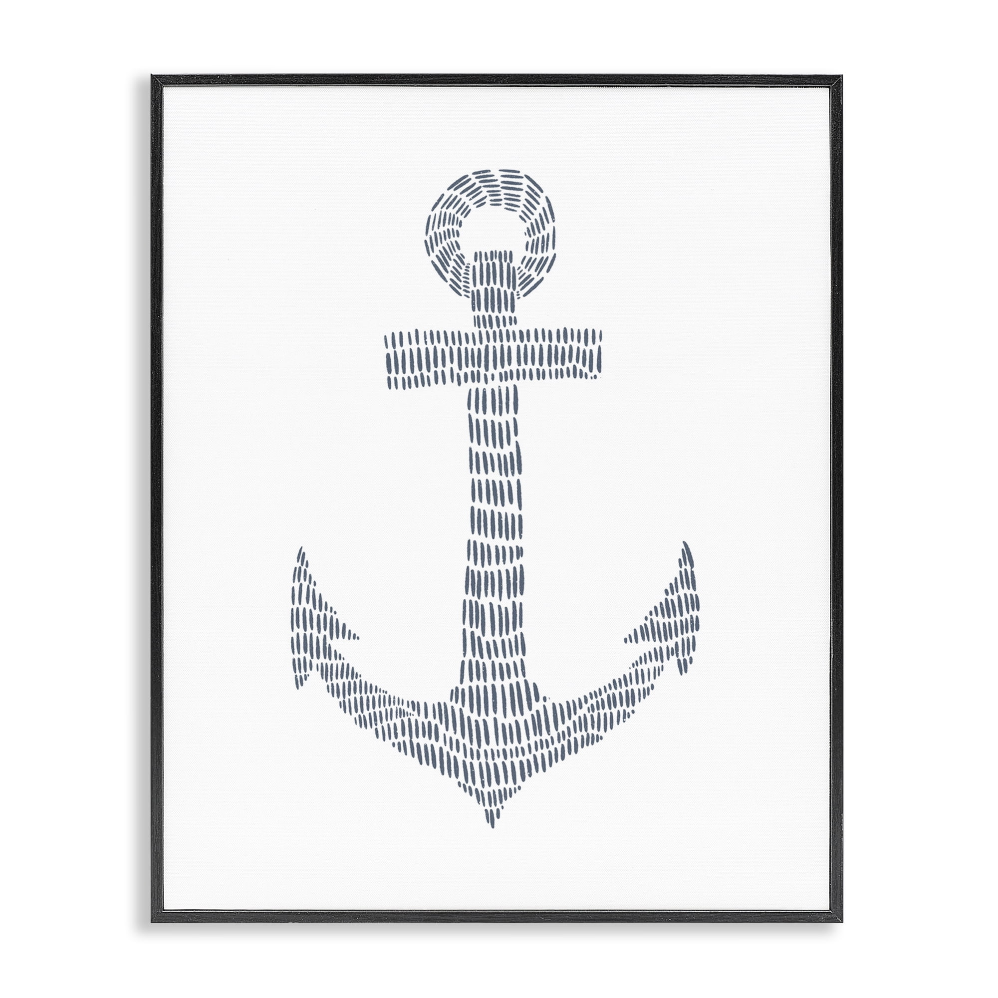 Stupell Industries Minimal Nautical Anchor Coastal Painting Black Framed Art Print Wall Art, 24 x 30