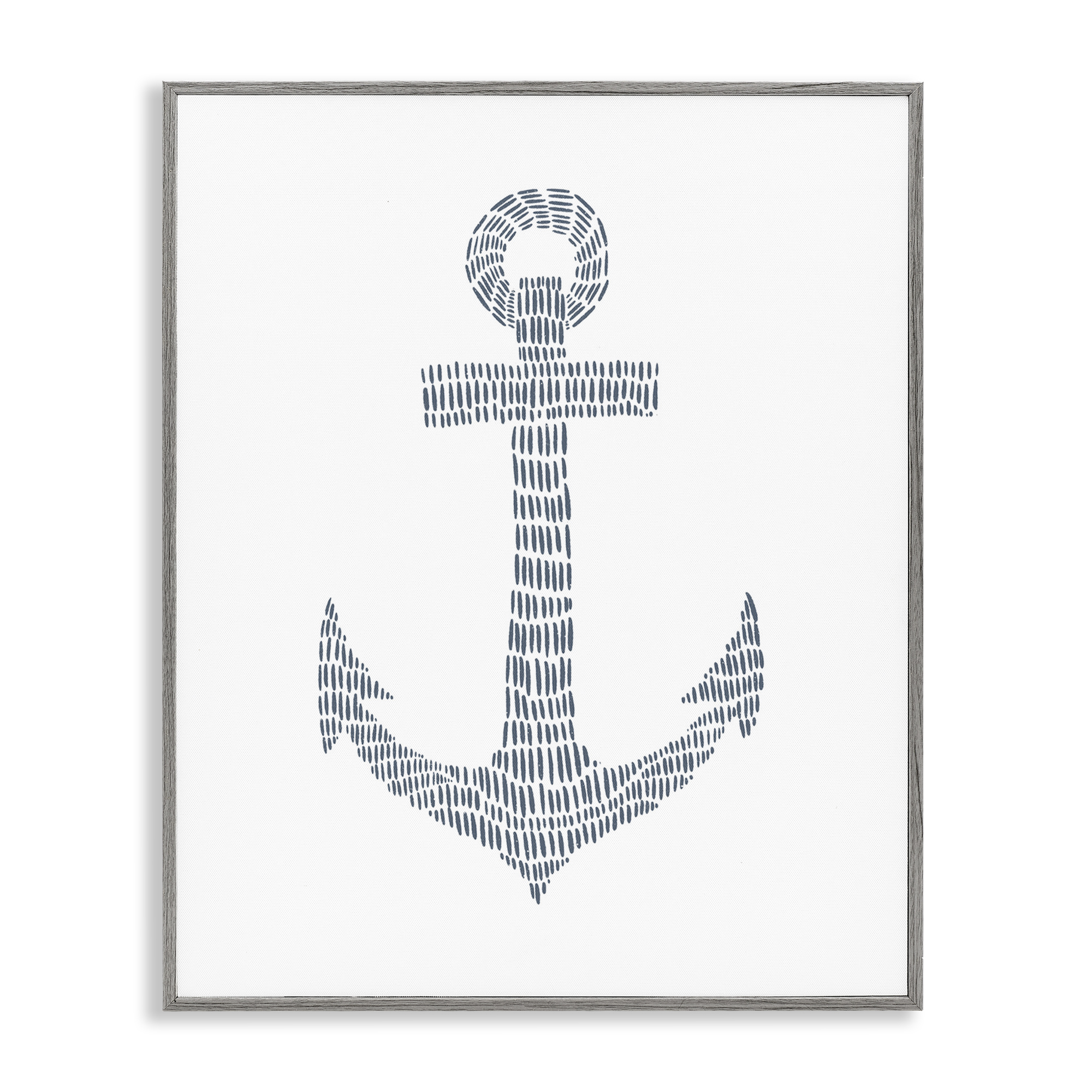 Stupell Industries Minimal Nautical Anchor Coastal Painting Gray Framed Art Print Wall Art, 11 x 14