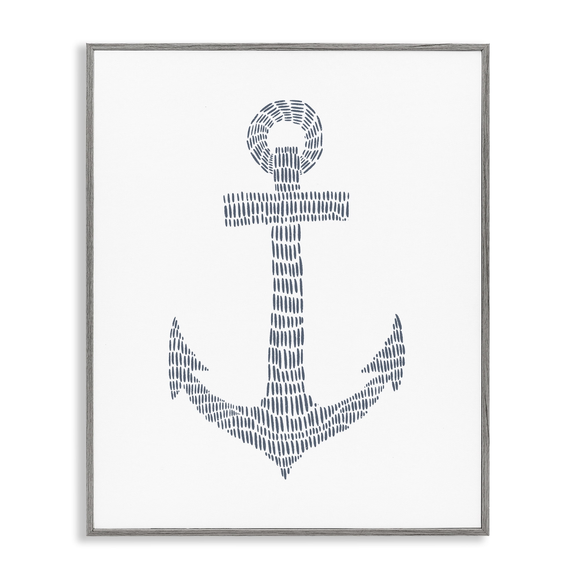 Stupell Industries Minimal Nautical Anchor Coastal Painting Gray Framed Art Print Wall Art, 24 x 30