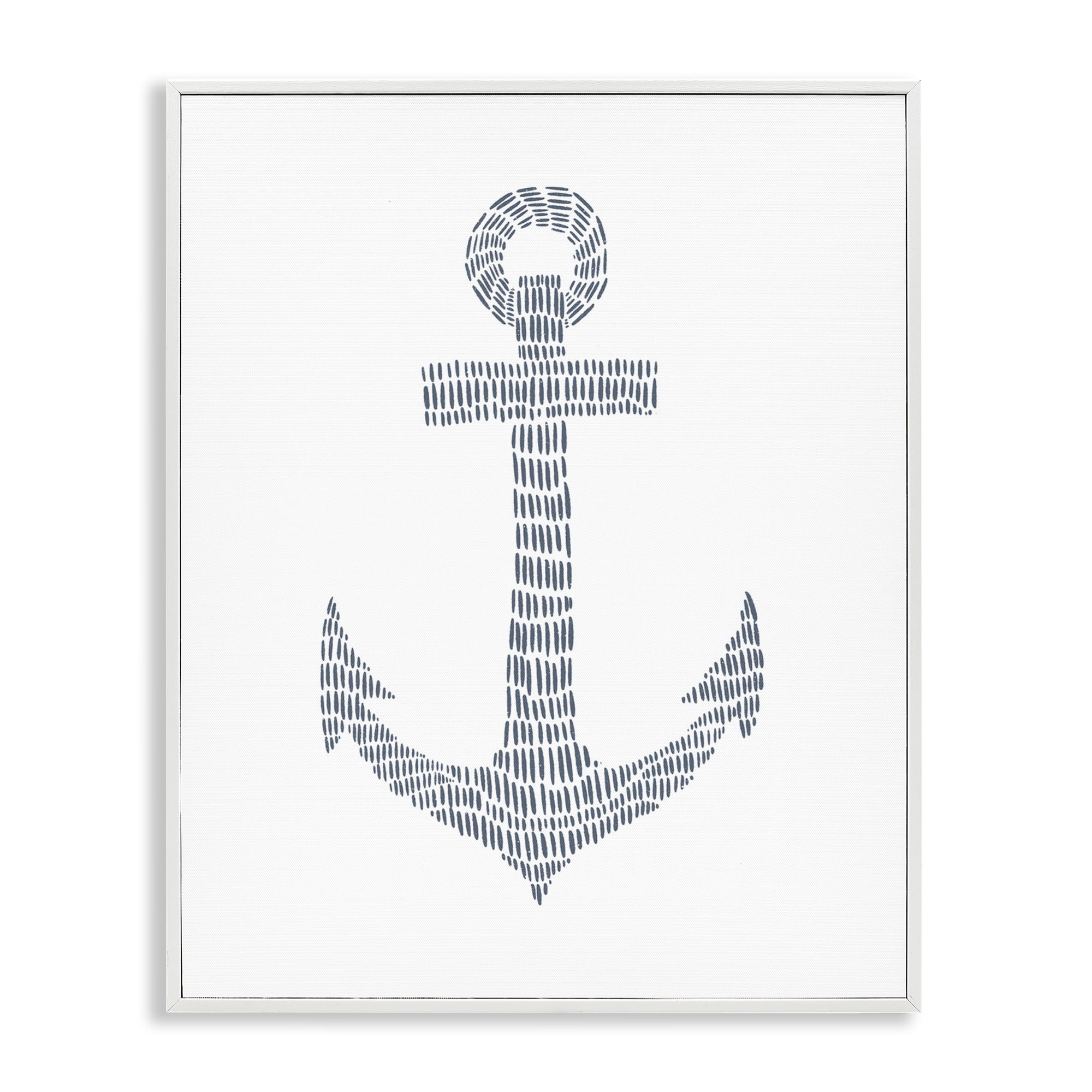 Stupell Industries Minimal Nautical Anchor Coastal Painting White Framed Art Print Wall Art, 16 x 20