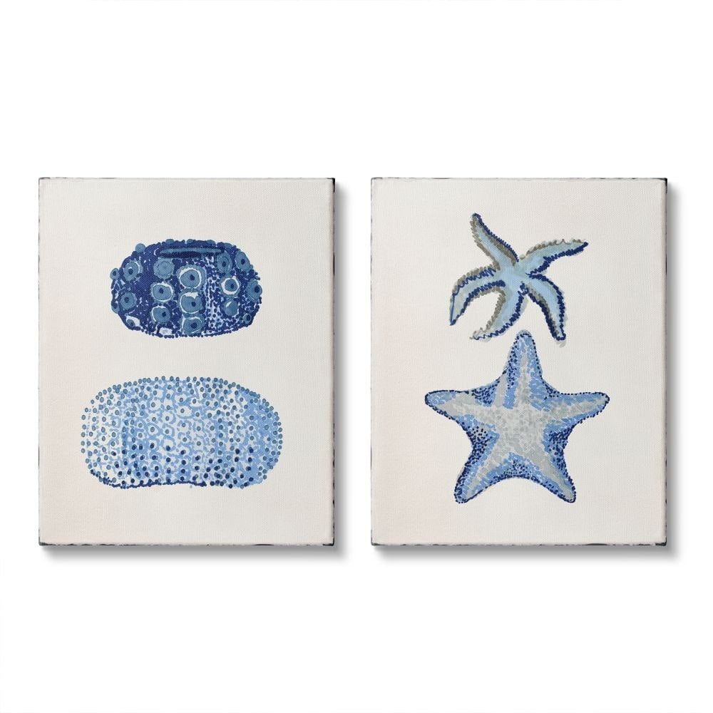 Stupell Industries Minimal Nautical Sea Creatures Blue White Painting Designed by Stellar Design Studio