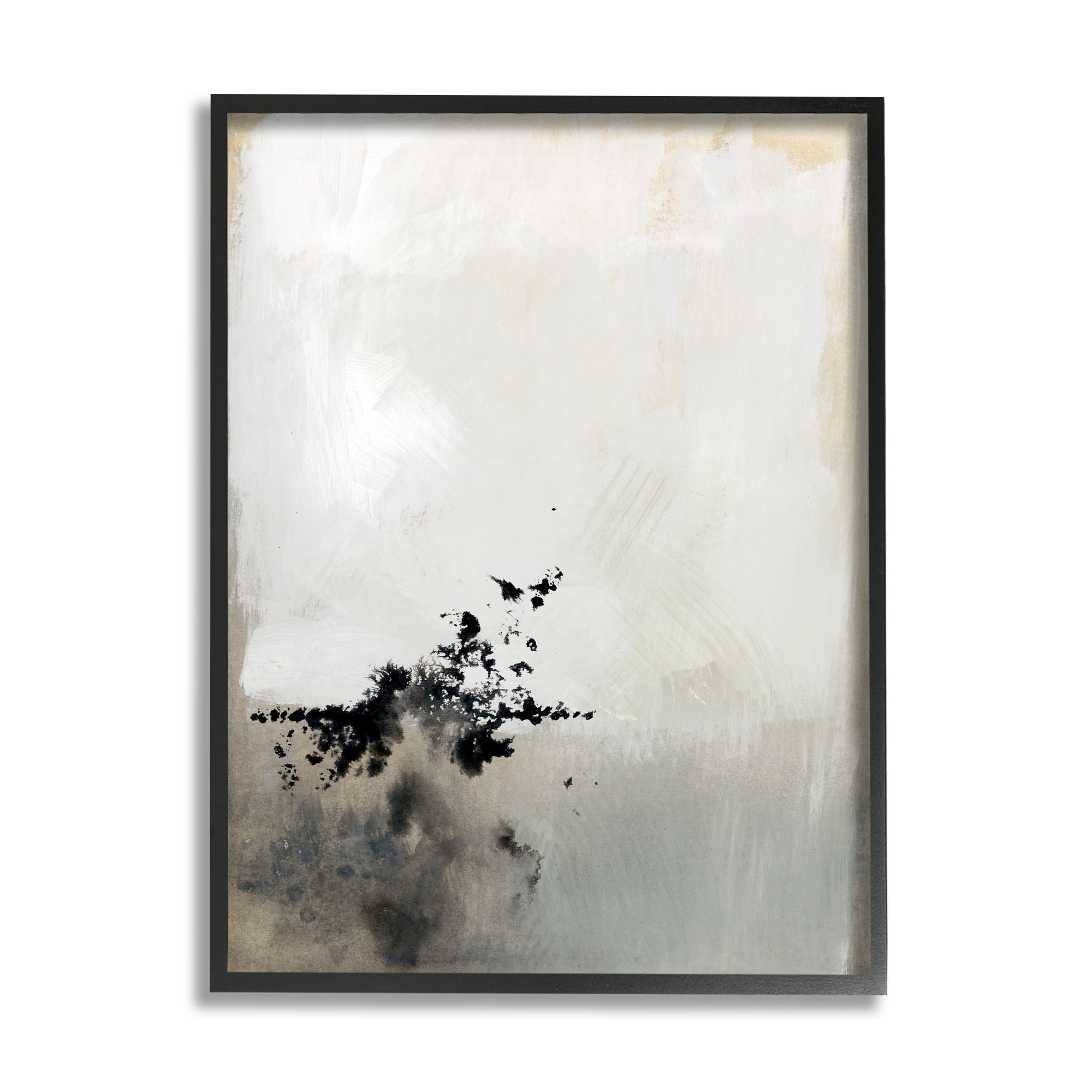Stupell Industries Minimal Neutral Abstract Painting Black Splatter Black Framed, 11 x 14, Design by Victoria Barnes