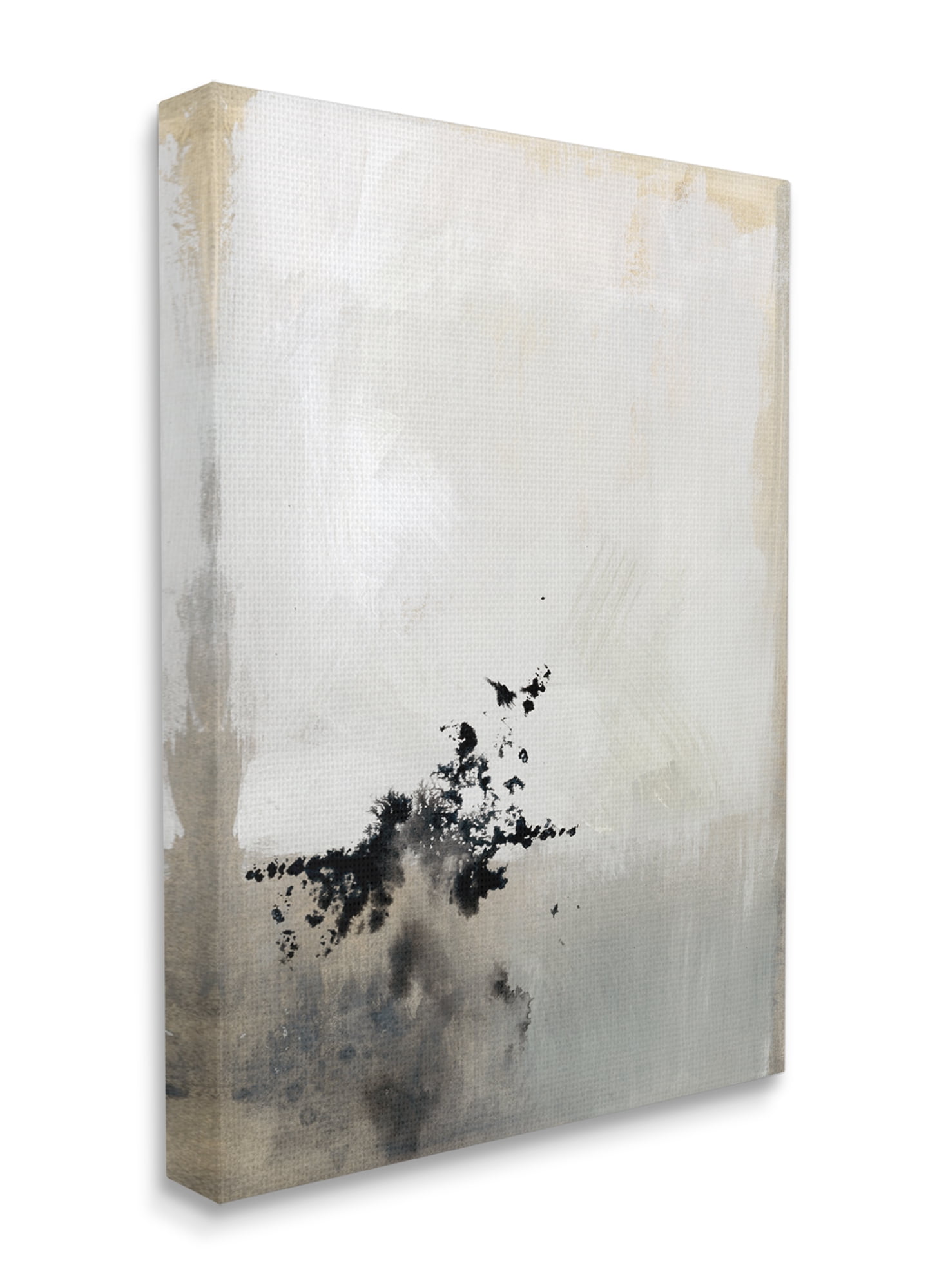 Stupell Industries Minimal Neutral Abstract Painting Black Splatter Canvas Wall Art, 24 x 30, Design by Victoria Barnes