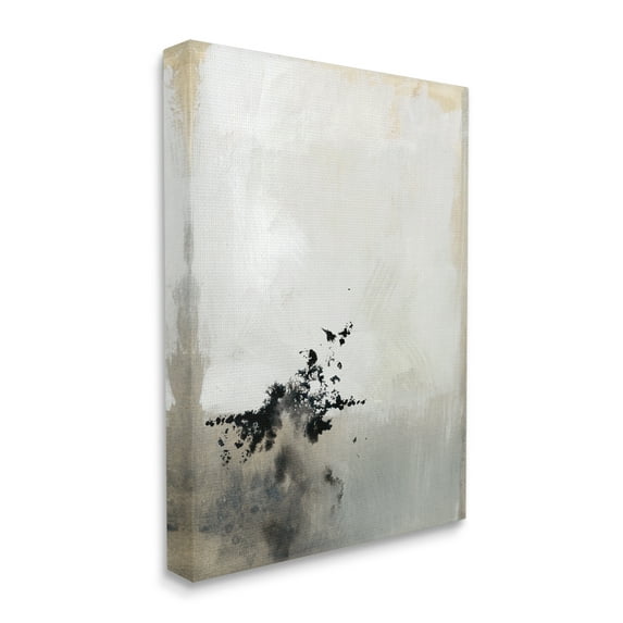 Stupell Industries Minimal Neutral Abstract Painting Black Splatter Canvas Wall Art, 24 x 30, Design by Victoria Barnes