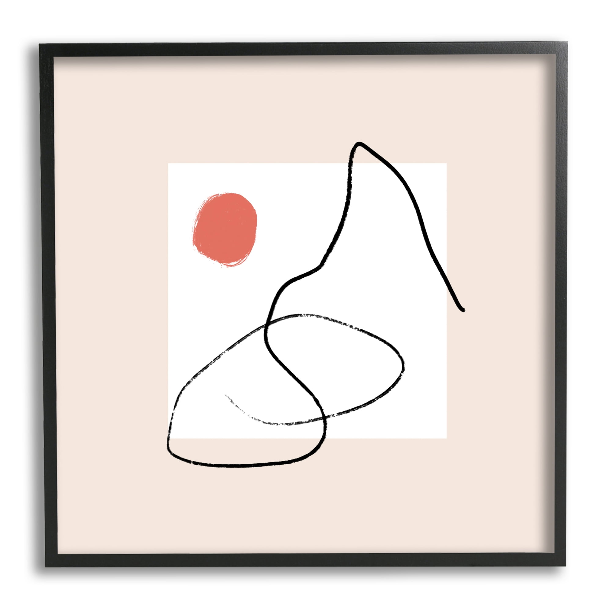 Stupell Industries Minimal Nordic Landscape Abstraction Modern Neutral Tones Abstract Painting Black Framed Art Print Wall Art, 12 x 12