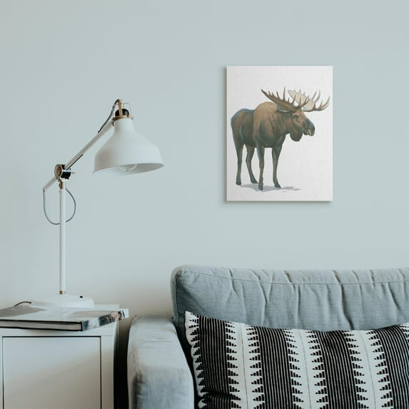 Stupell Industries Minimal Northern Moose Wild Woodland Animal Canvas Wall Art, 16 x 20, Design by James Wiens