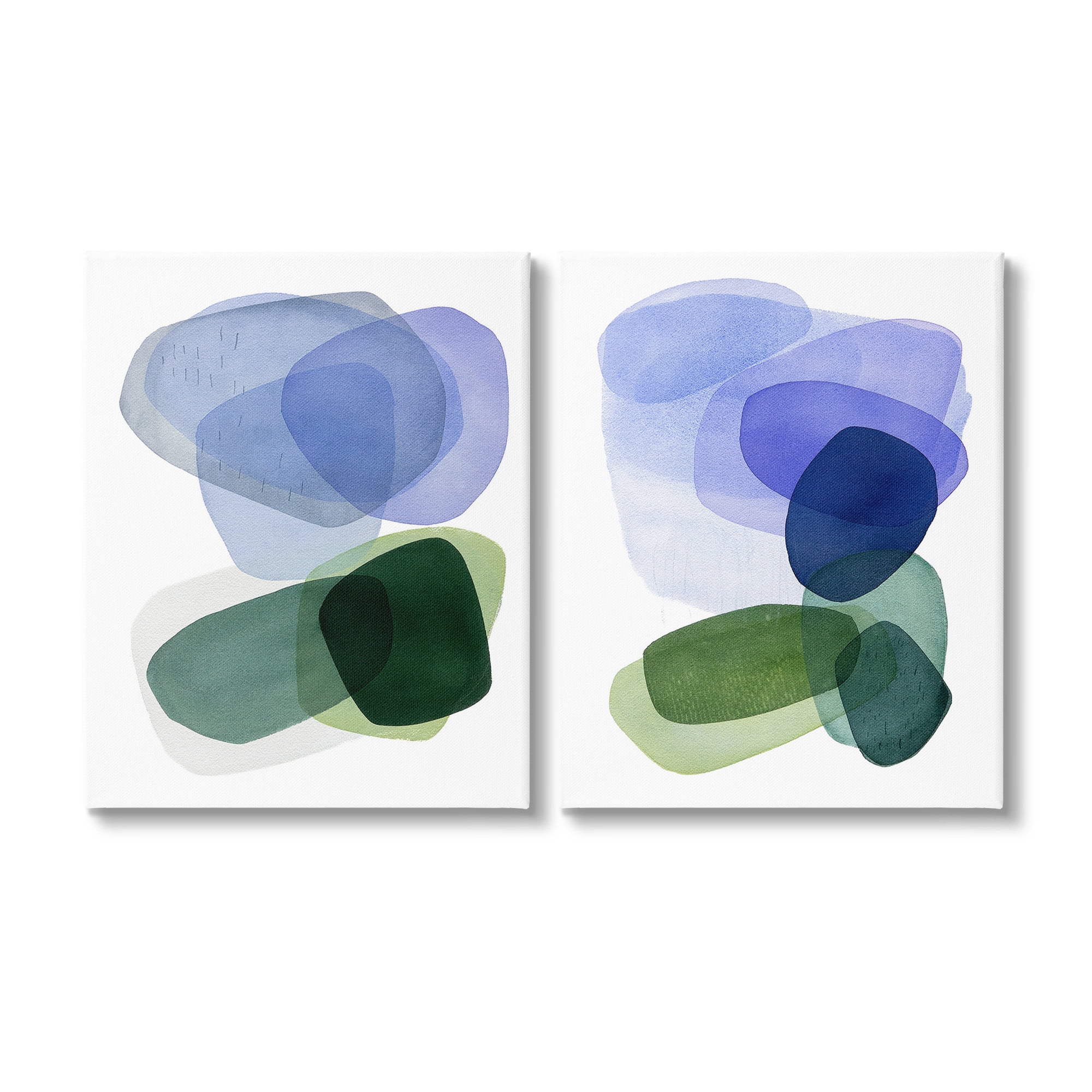 Minimalist Blue and Green Abstract Canvas Art Set