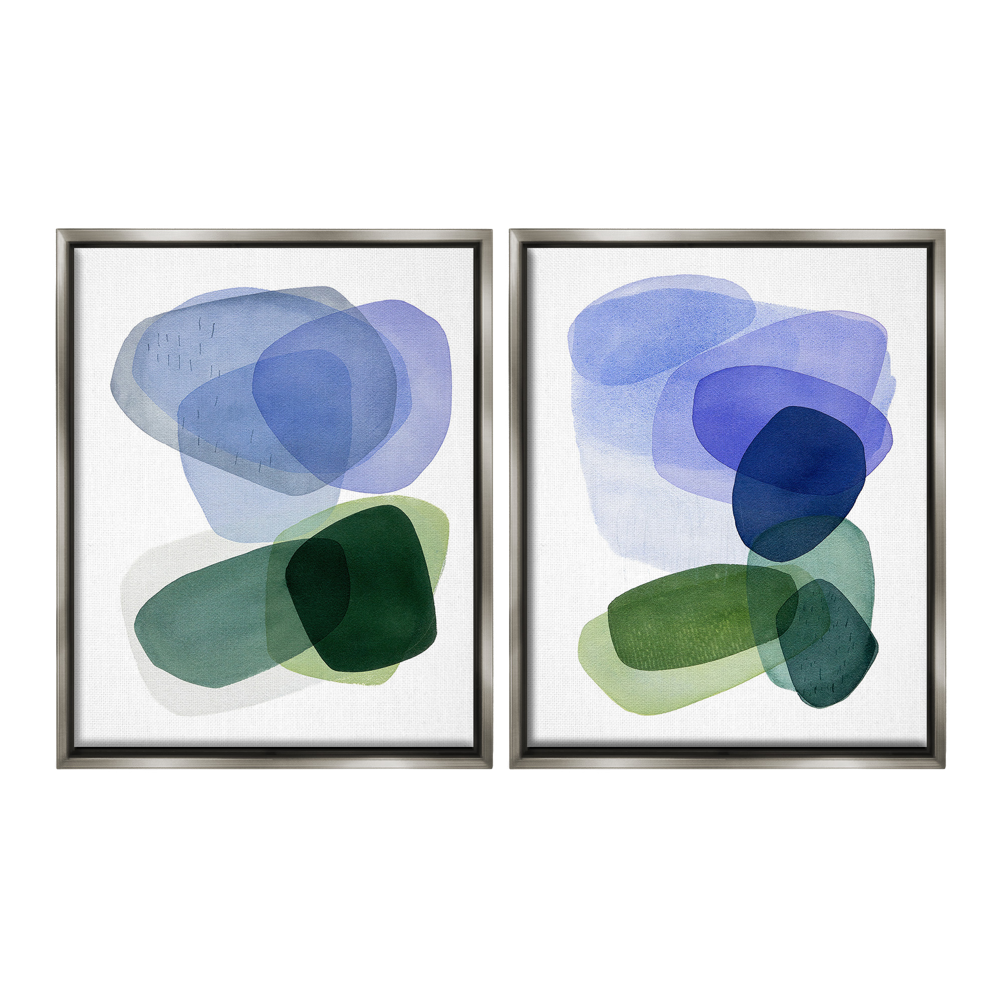 Stupell Industries Minimal Oblong Shapes Abstract Painting Gray Floater Framed Canvas Art Print Wall Art, 25 x 31, Set of 2