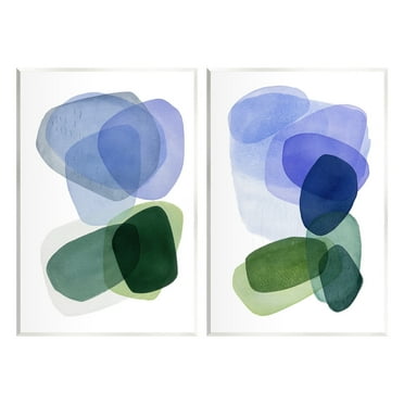 Stupell Industries Minimal Oblong Shapes Abstract Painting Unframed Art Print Wall Art, 10 x 15, Set of 2