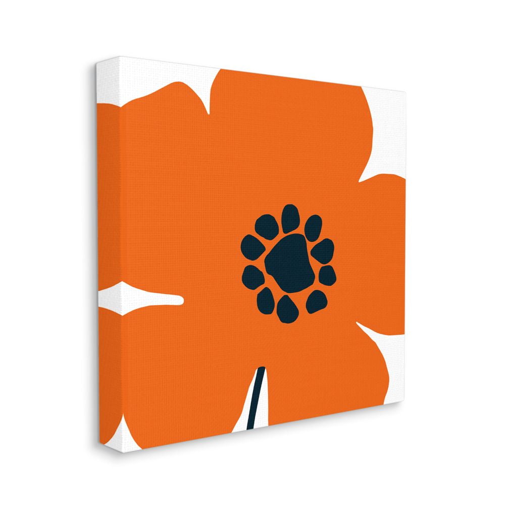 Stupell Industries Minimal Orange Flower Abstract Pop Floral Design Canvas Wall Art Design by Wild Apple Portfolio, 36" x 36"