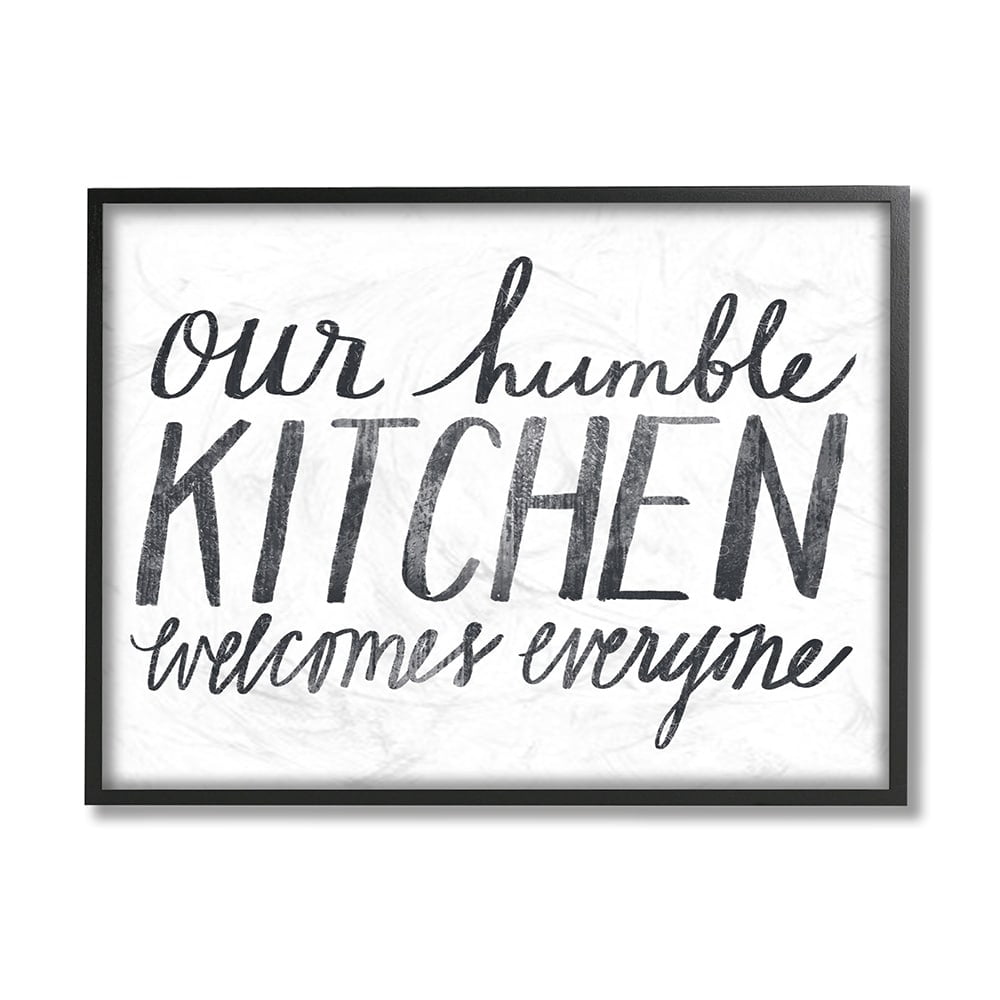 Stupell Industries Minimal Our Humble Kitchen Phrase Distressed Text Black Framed by Katie Doucette