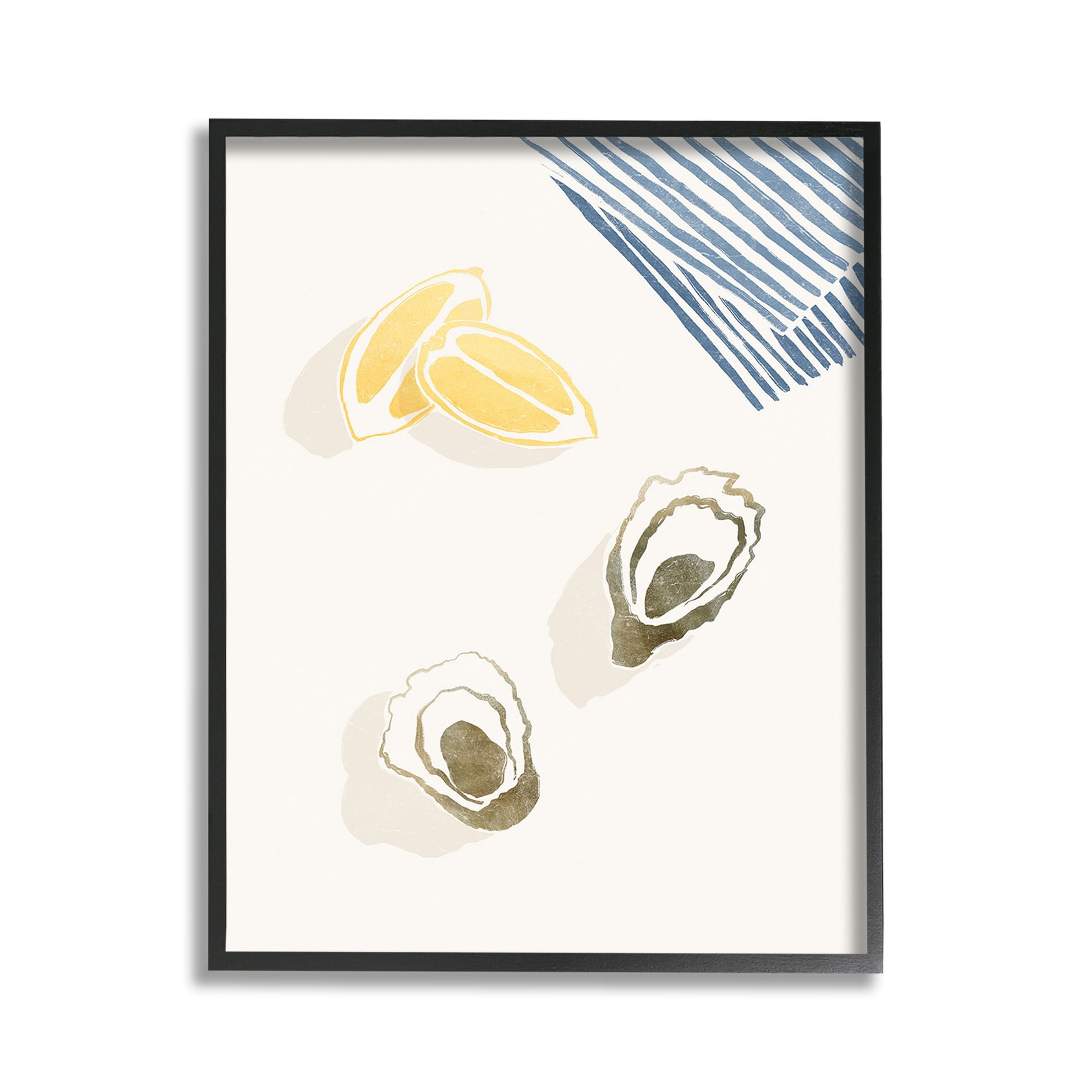 Stupell Industries Minimal Oysters & Lemons Animals & Insects Painting Black Framed Art Print Wall Art, 11 x 14