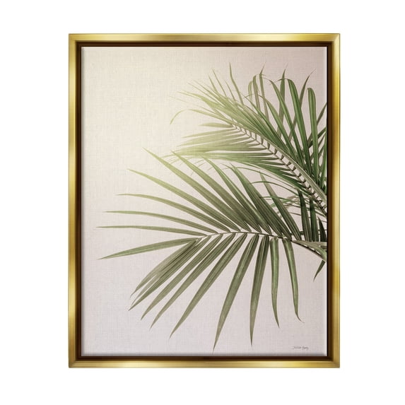 Stupell Industries Minimal Palm Leaves Sunlit Tropical House Plant Photograph Metallic Gold Floating Framed Canvas Print Wall Art, Design by Jennifer Rigsby