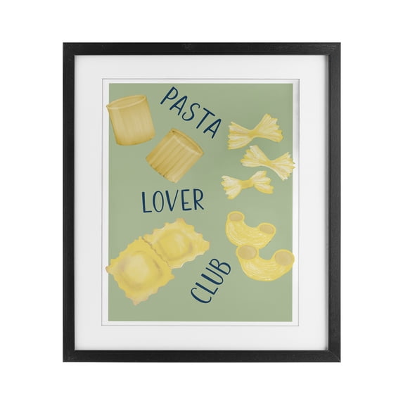 Stupell Industries Minimal Pasta Lover Club Black Framed Print Under Glass design by Robin Maria, 16 x 13