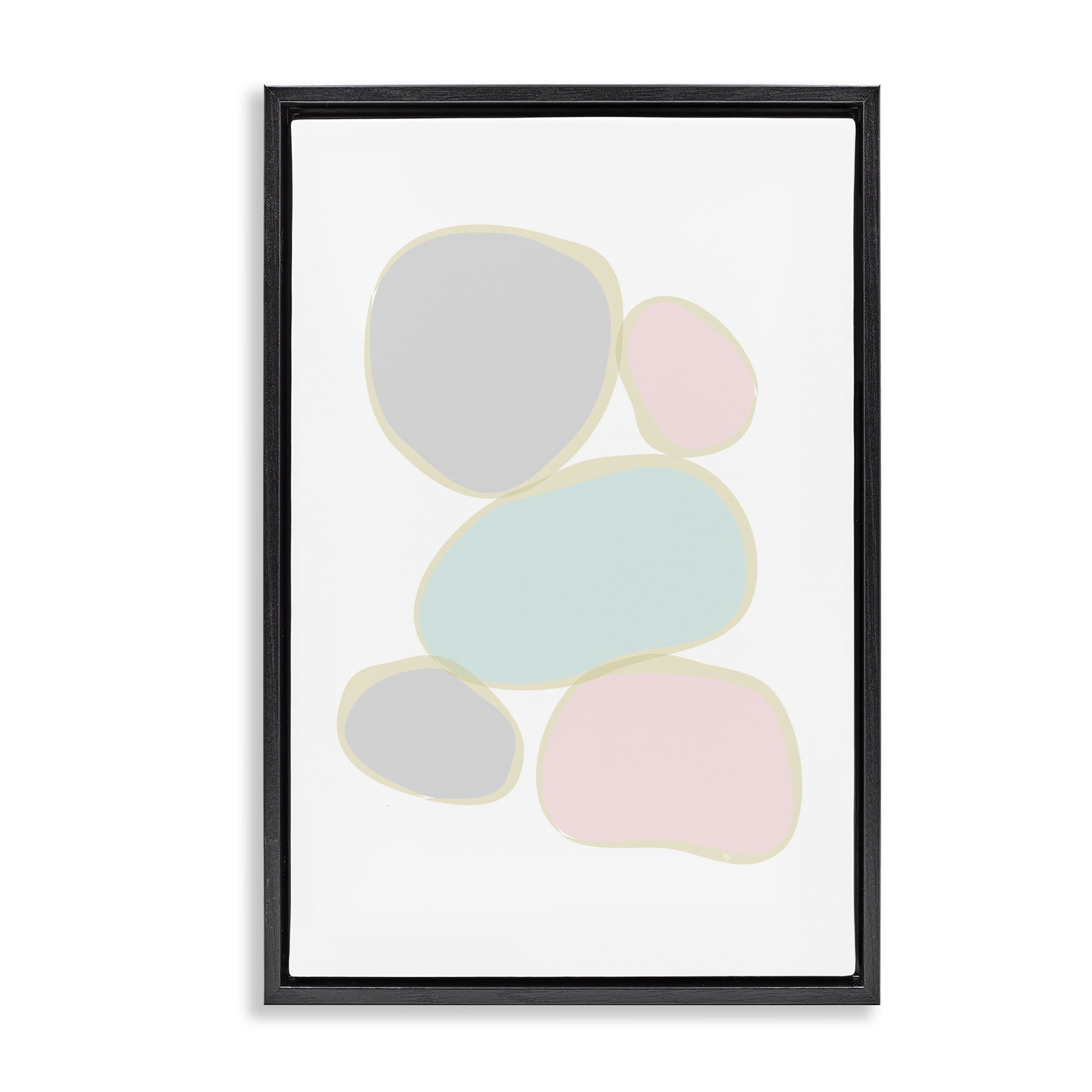 Stupell Industries Minimal Pastel Pebbles Abstract Painting Black Floater Framed Canvas Art Print Wall Art, 21 x 31