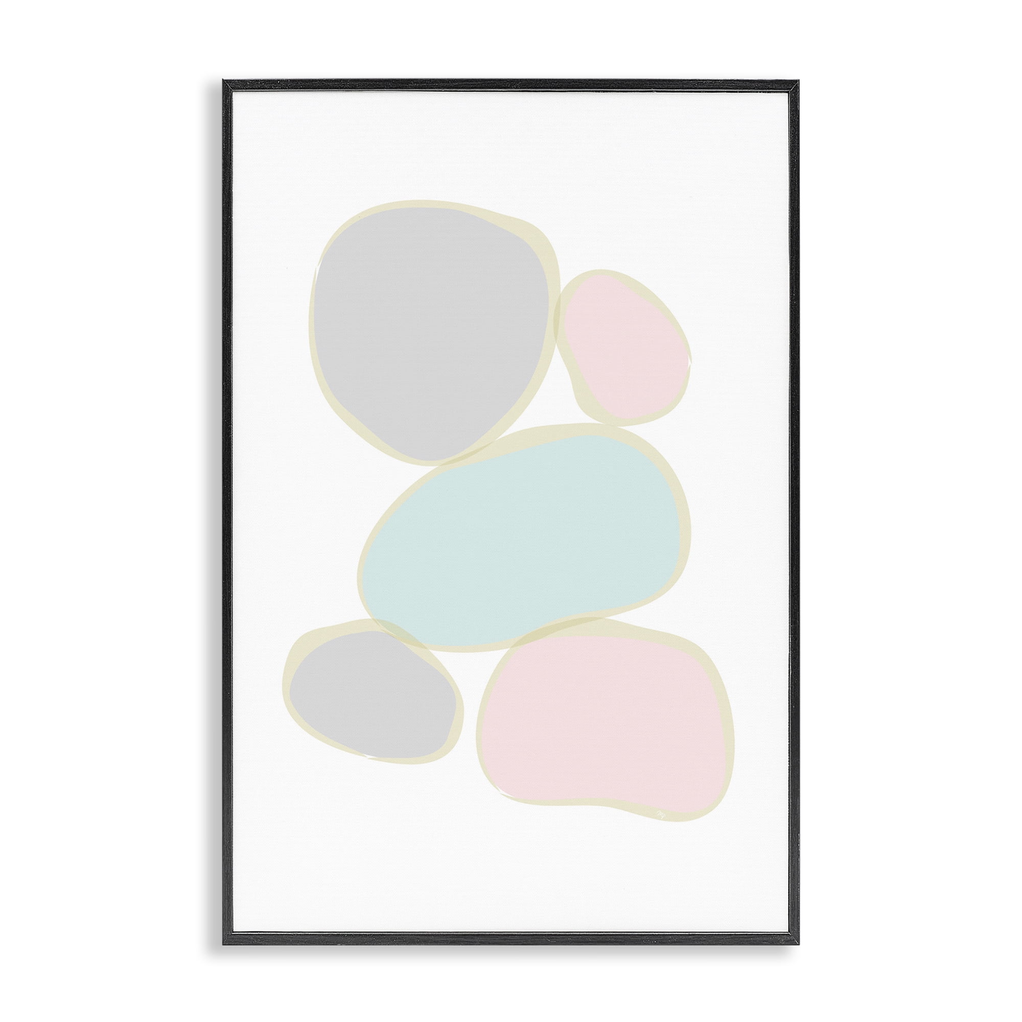 Stupell Industries Minimal Pastel Pebbles Abstract Painting Black Framed Art Print Wall Art, 20 x 30