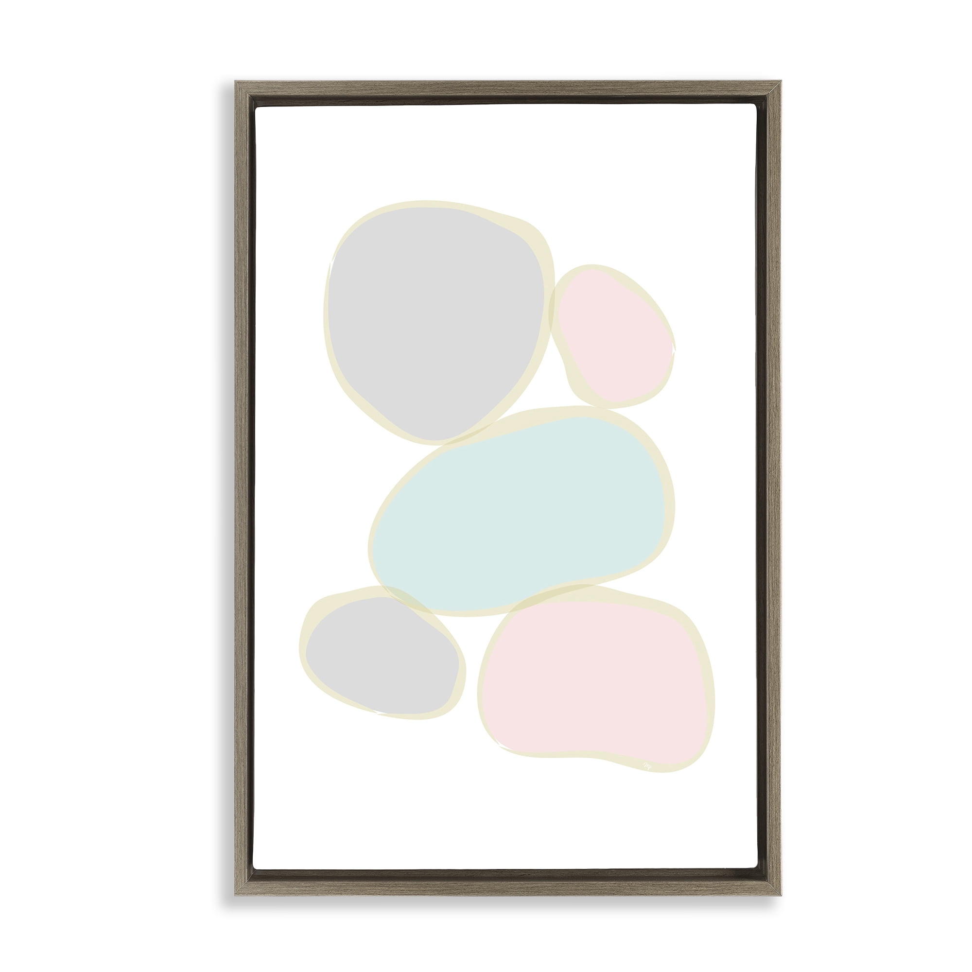 Stupell Industries Minimal Pastel Pebbles Abstract Painting Brown Floater Framed Canvas Art Print Wall Art, 21 x 31