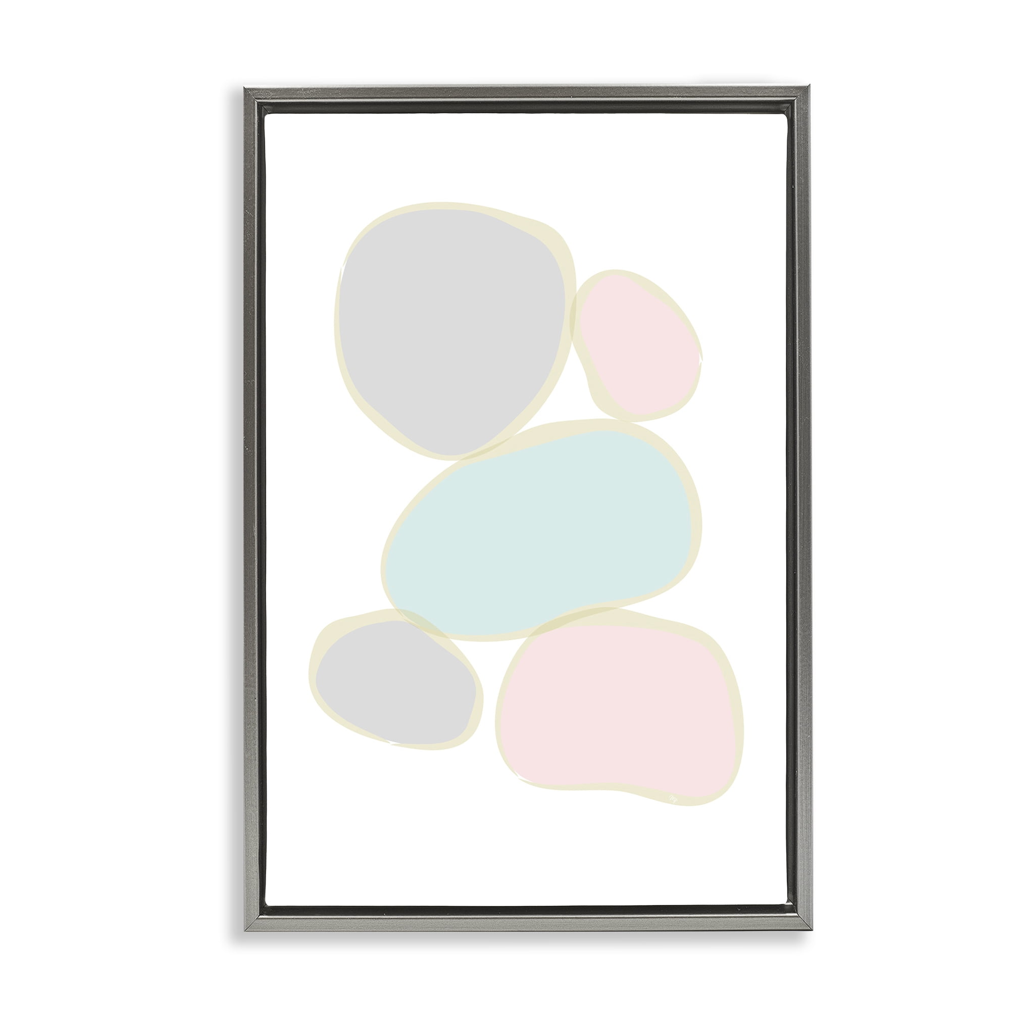 Stupell Industries Minimal Pastel Pebbles Abstract Painting Gray Floater Framed Canvas Art Print Wall Art, 17 x 25