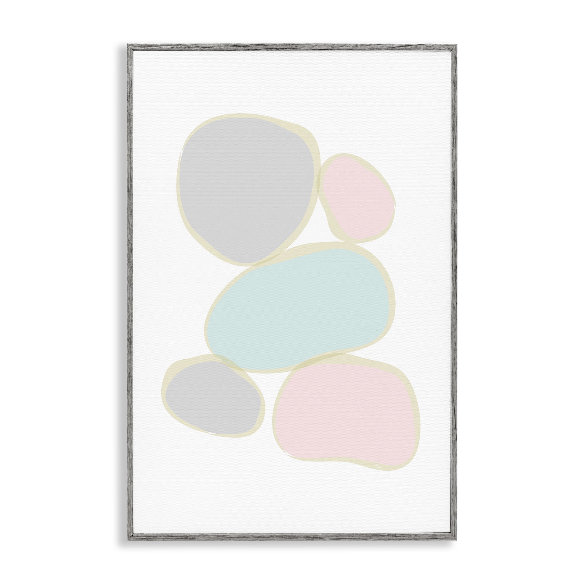 Stupell Industries Minimal Pastel Pebbles Abstract Painting Gray Framed Art Print Wall Art, 12 x 18