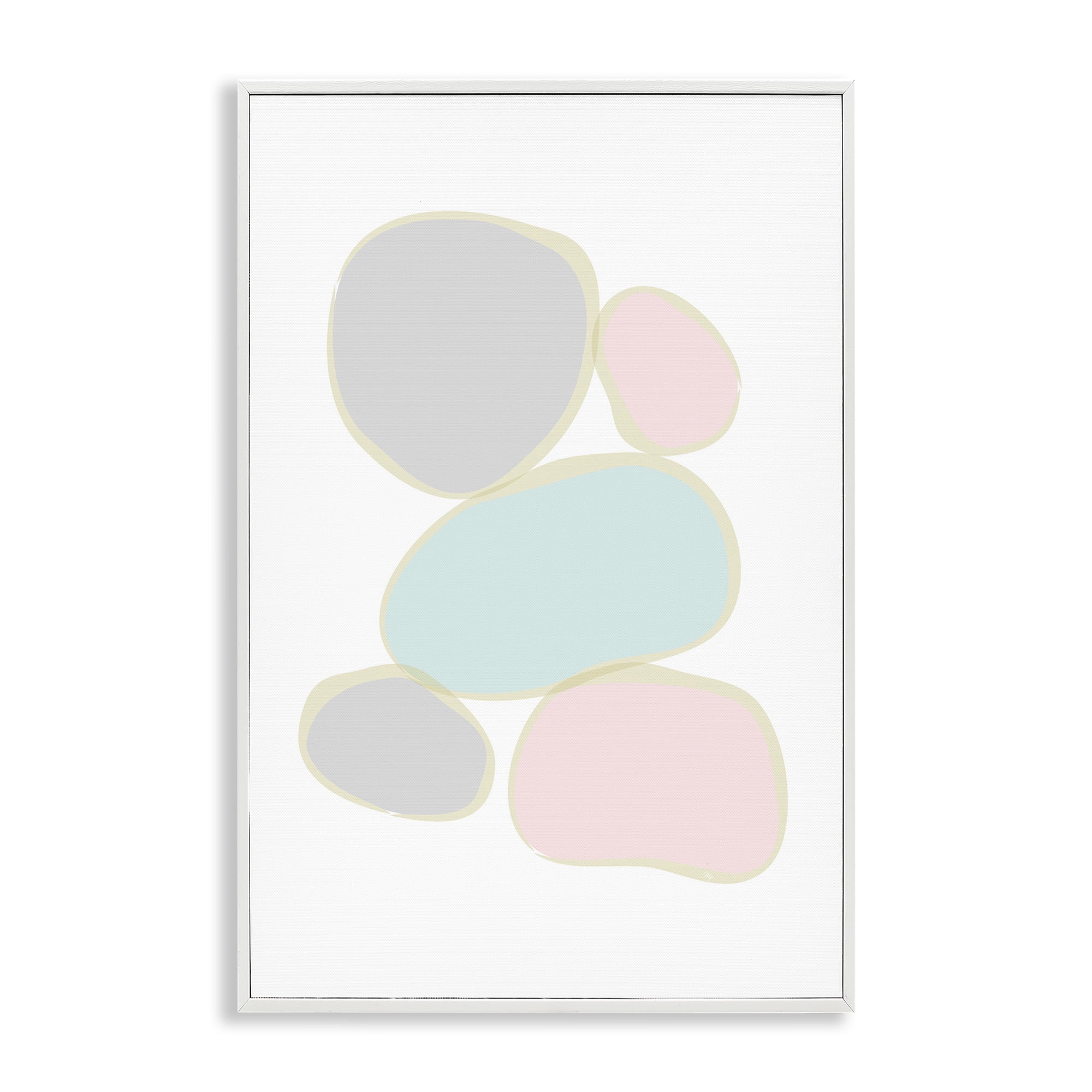 Stupell Industries Minimal Pastel Pebbles Abstract Painting White Framed Art Print Wall Art, 16 x 24