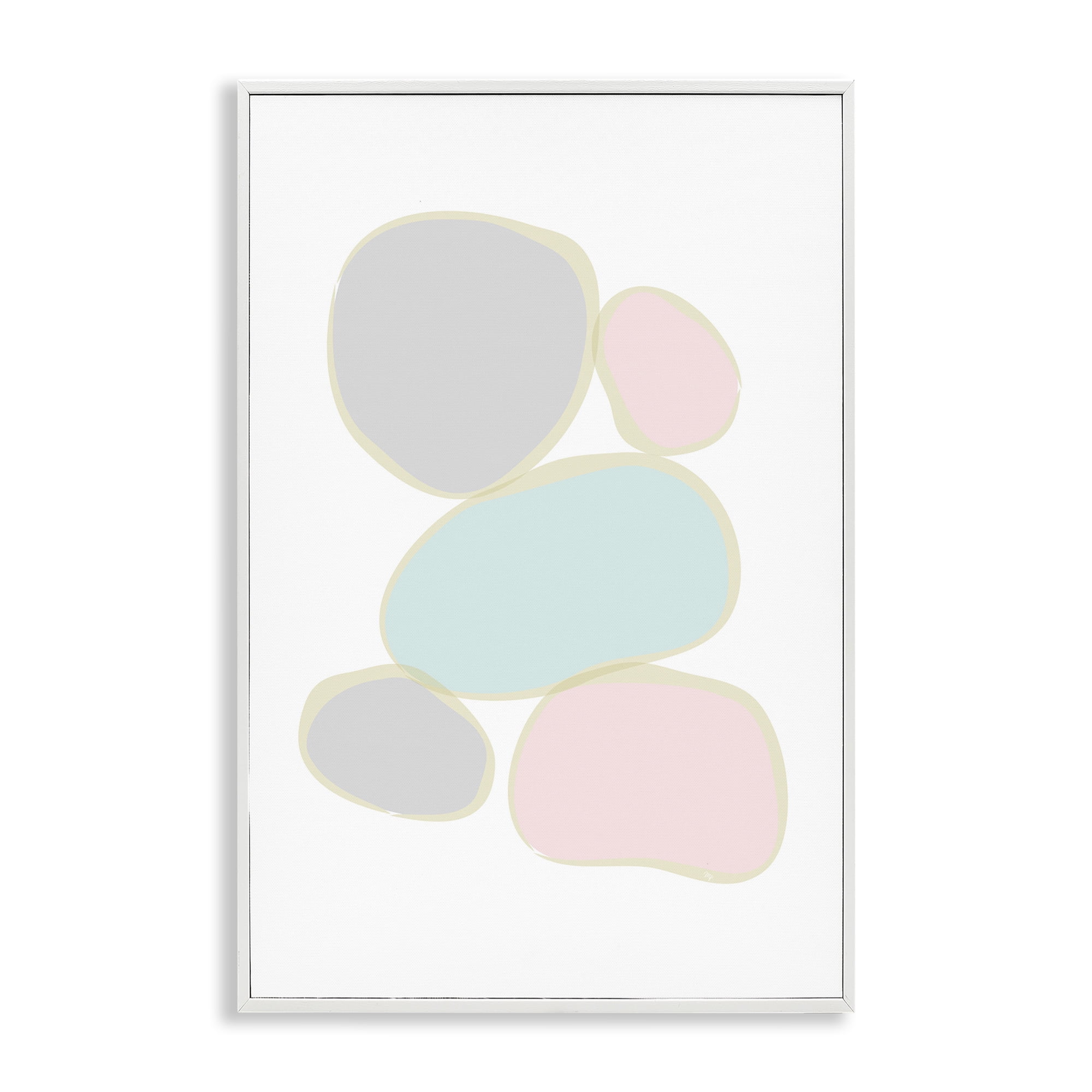Stupell Industries Minimal Pastel Pebbles Abstract Painting White Framed Art Print Wall Art, 20 x 30
