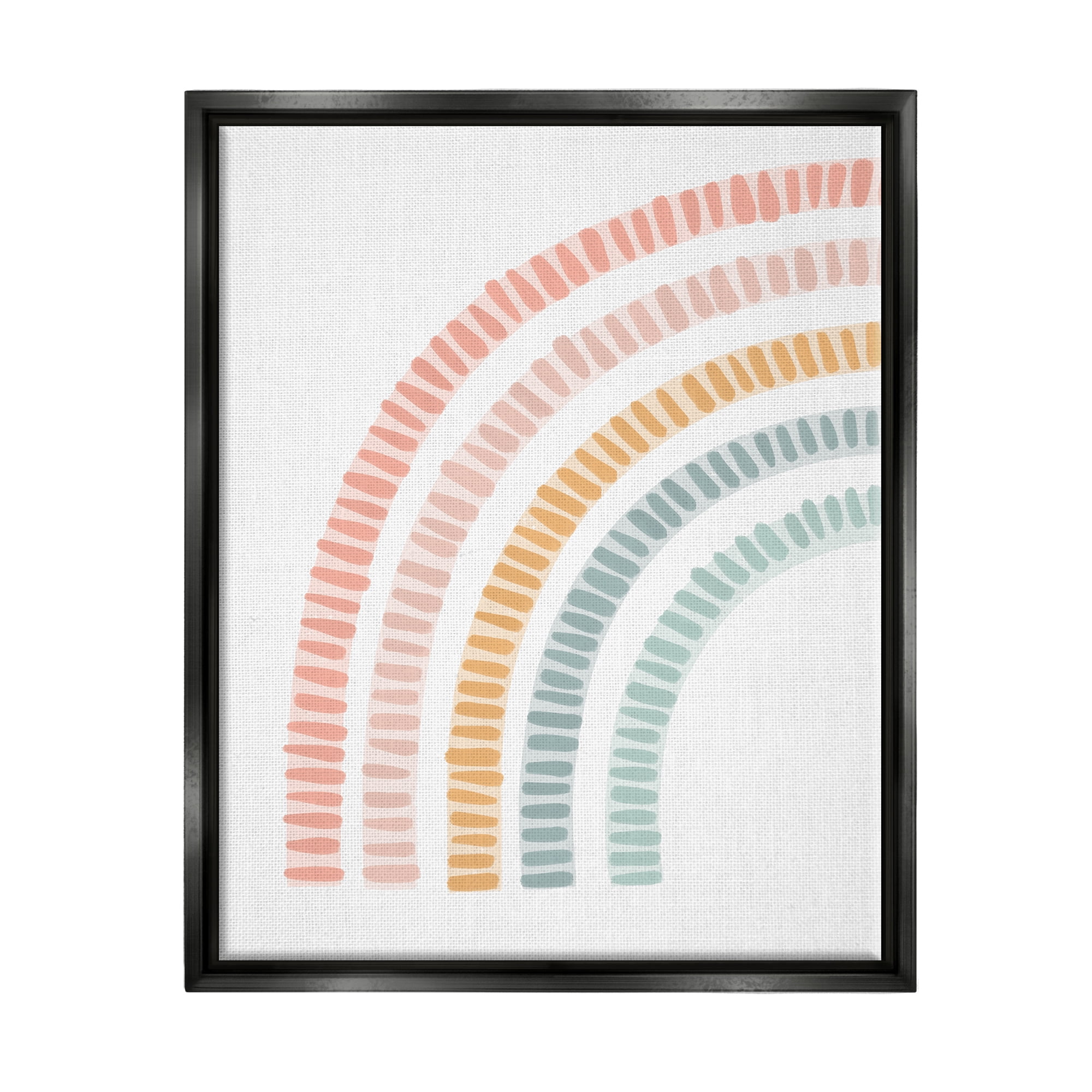 Stupell Industries Minimal Pastel Rainbow Landscape Painting Black Floater Framed Canvas Art Print Wall Art, 17 x 21