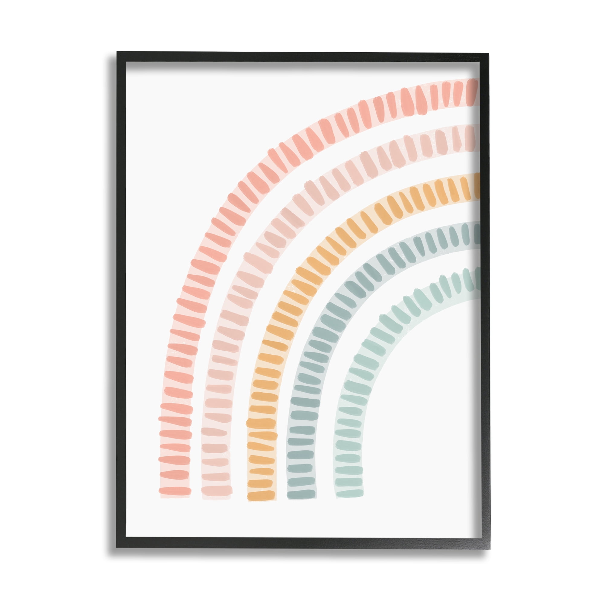 Stupell Industries Minimal Pastel Rainbow Landscape Painting Black Framed Art Print Wall Art, 11 x 14