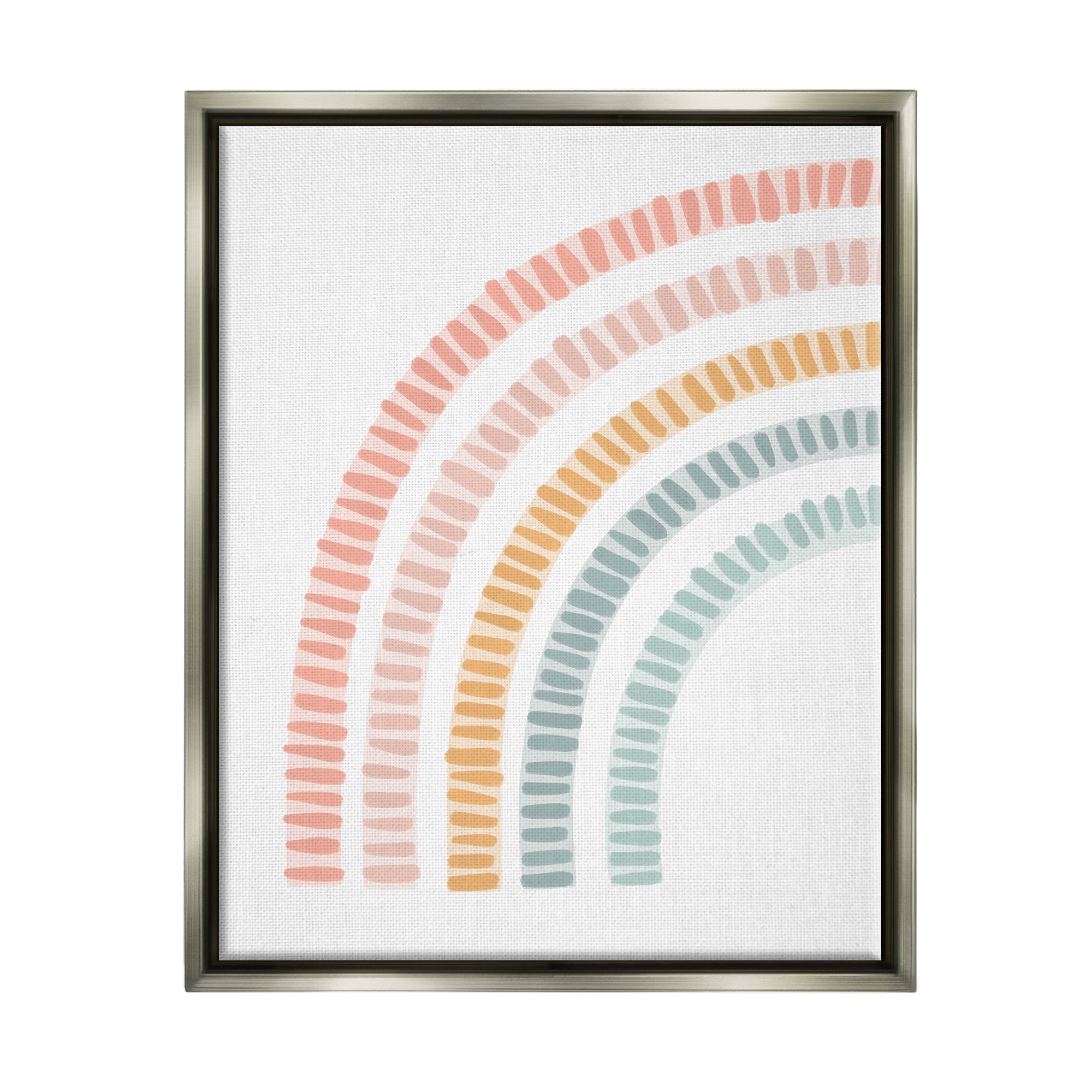 Stupell Industries Minimal Pastel Rainbow Landscape Painting Gray Floater Framed Canvas Art Print Wall Art, 25 x 31