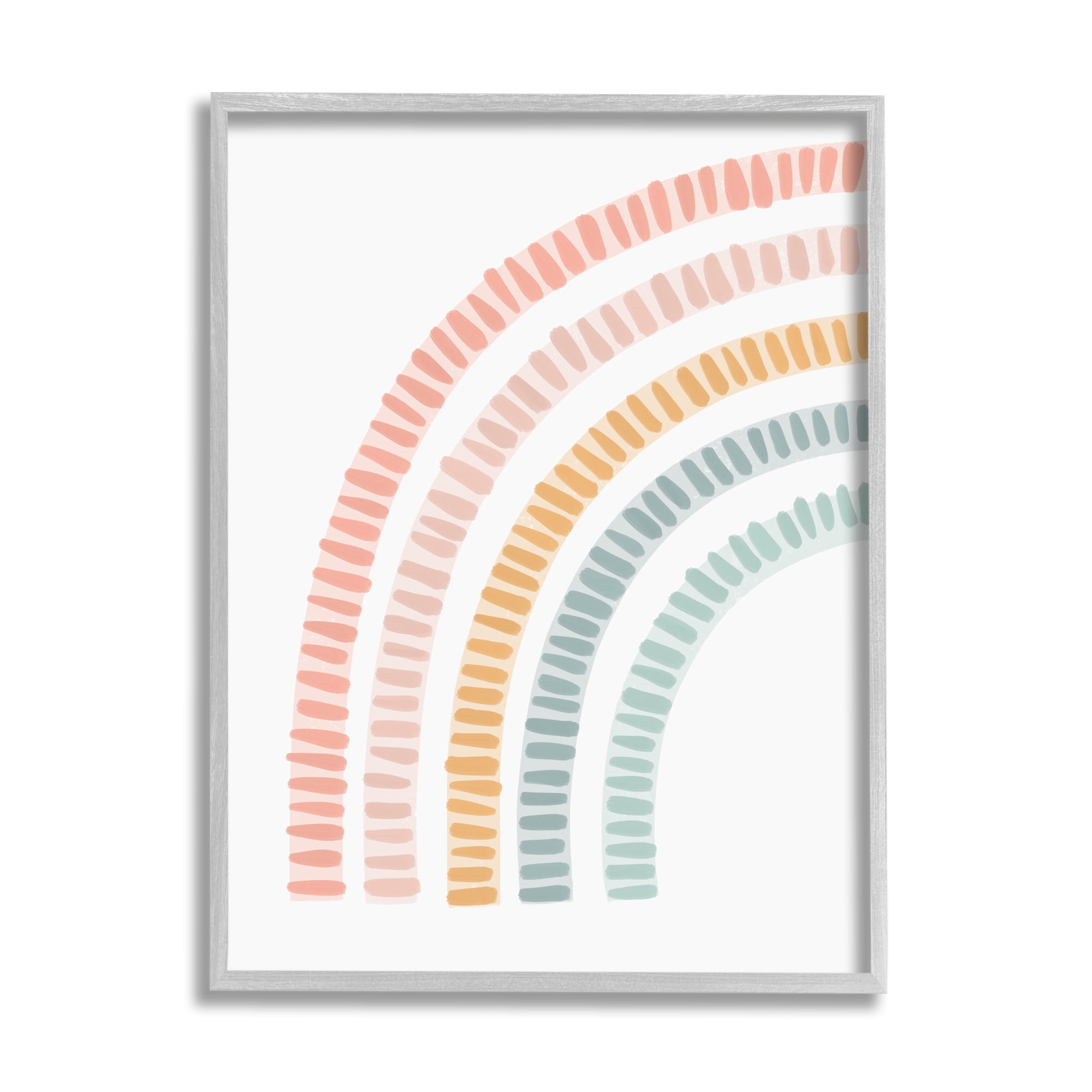 Stupell Industries Minimal Pastel Rainbow Landscape Painting Gray Framed Art Print Wall Art, 11 x 14