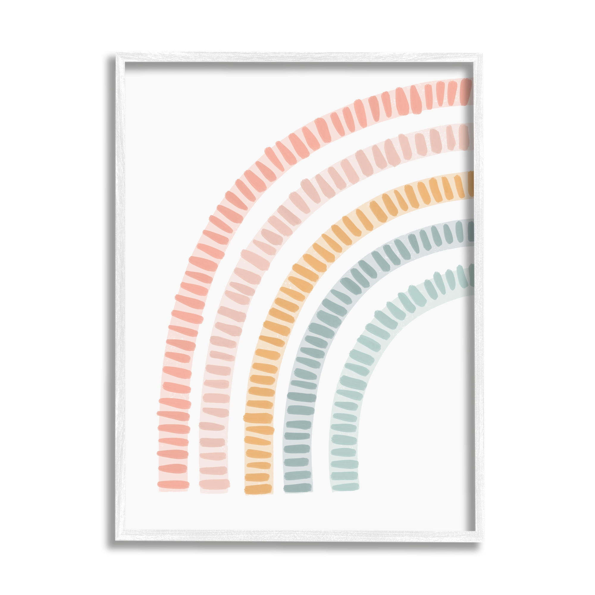Stupell Industries Minimal Pastel Rainbow Landscape Painting White Framed Art Print Wall Art, 16 x 20