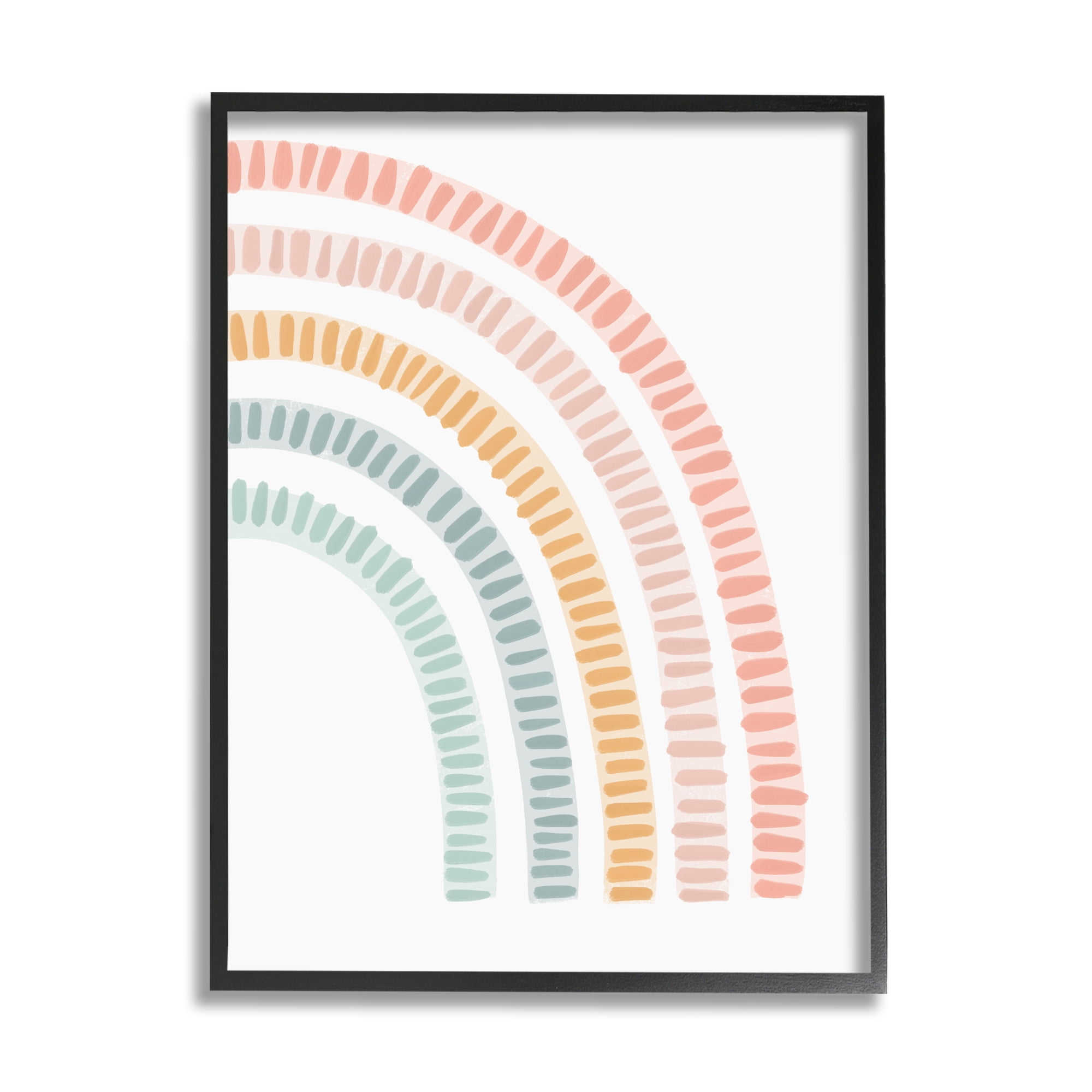 Stupell Industries Minimal Patterned Rainbow Landscape Painting Black Framed Art Print Wall Art, 16 x 20