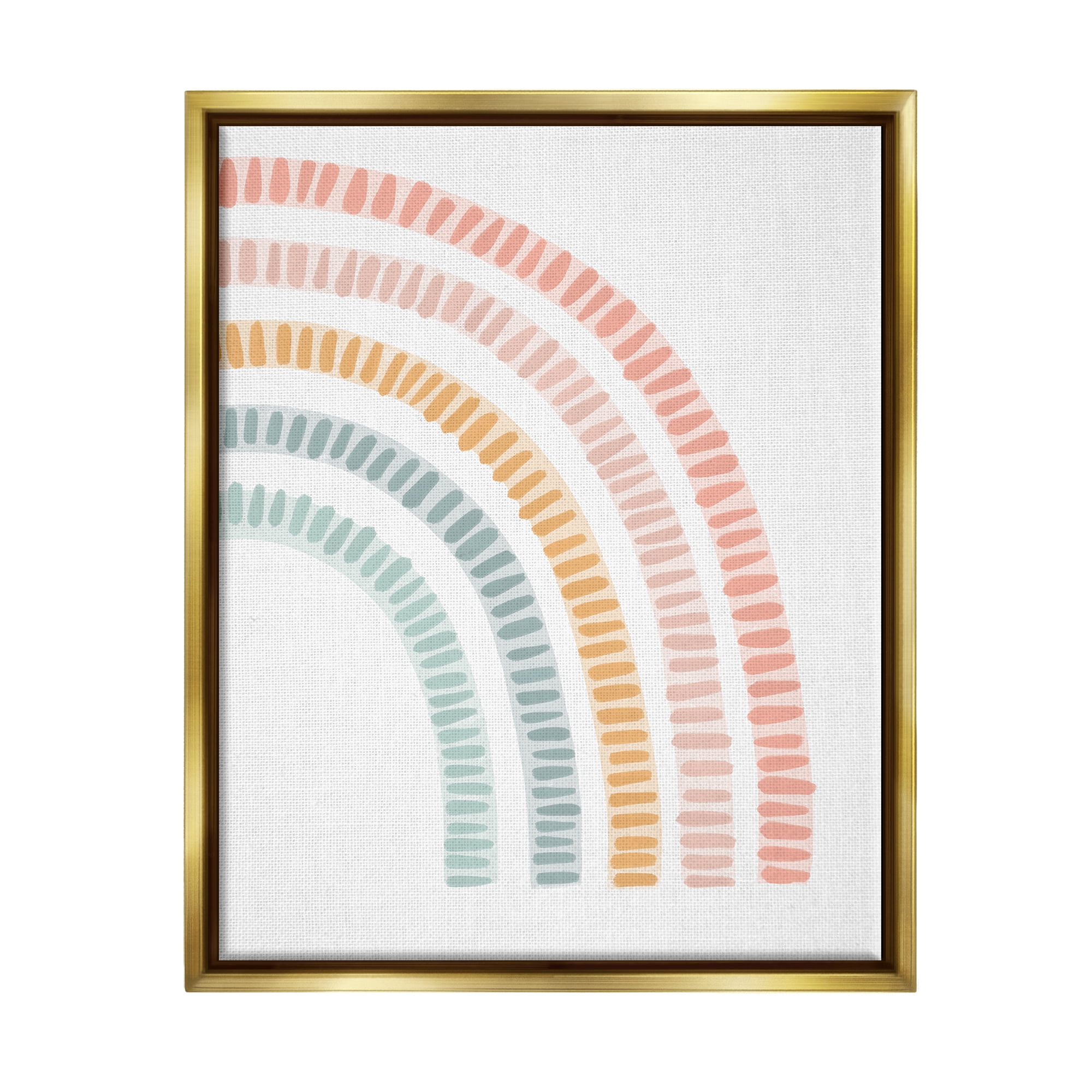 Stupell Industries Minimal Patterned Rainbow Landscape Painting Gold Floater Framed Canvas Art Print Wall Art, 17 x 21