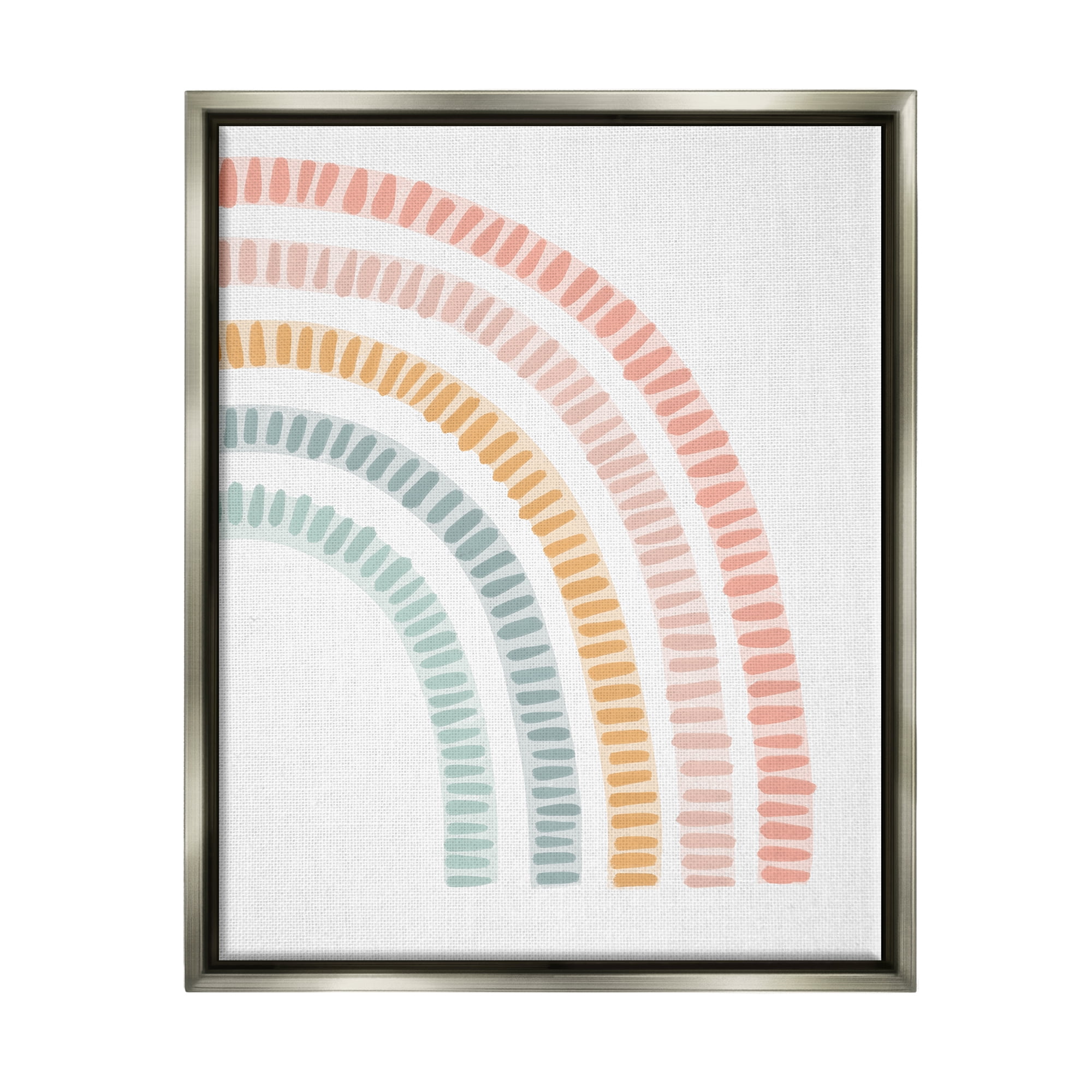Stupell Industries Minimal Patterned Rainbow Landscape Painting Gray Floater Framed Canvas Art Print Wall Art, 17 x 21