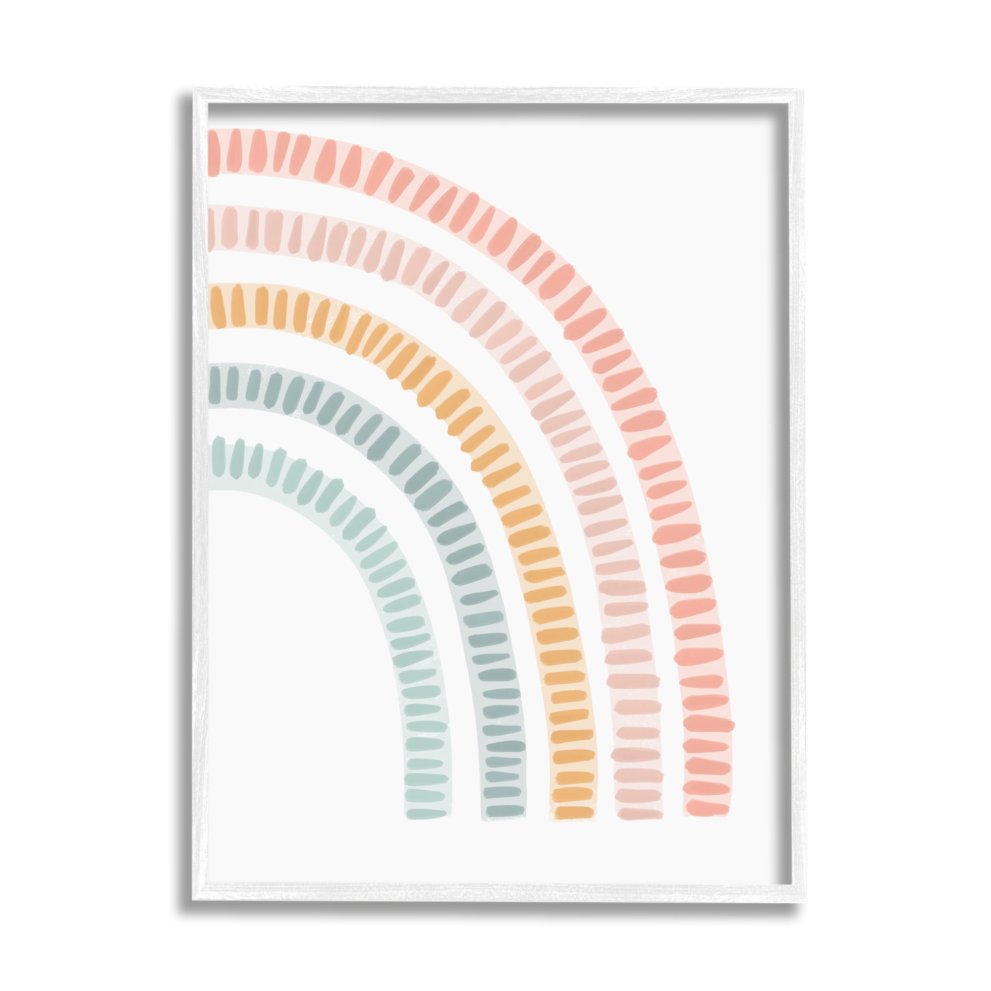 Stupell Industries Minimal Patterned Rainbow Landscape Painting White Framed Art Print Wall Art, 11 x 14
