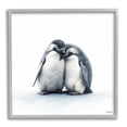 thumbnail image 1 of Stupell Industries Minimal Penguins Cuddling Animals & Insects Painting Gray Framed Art Print Wall Art, 24 x 24, 1 of 9