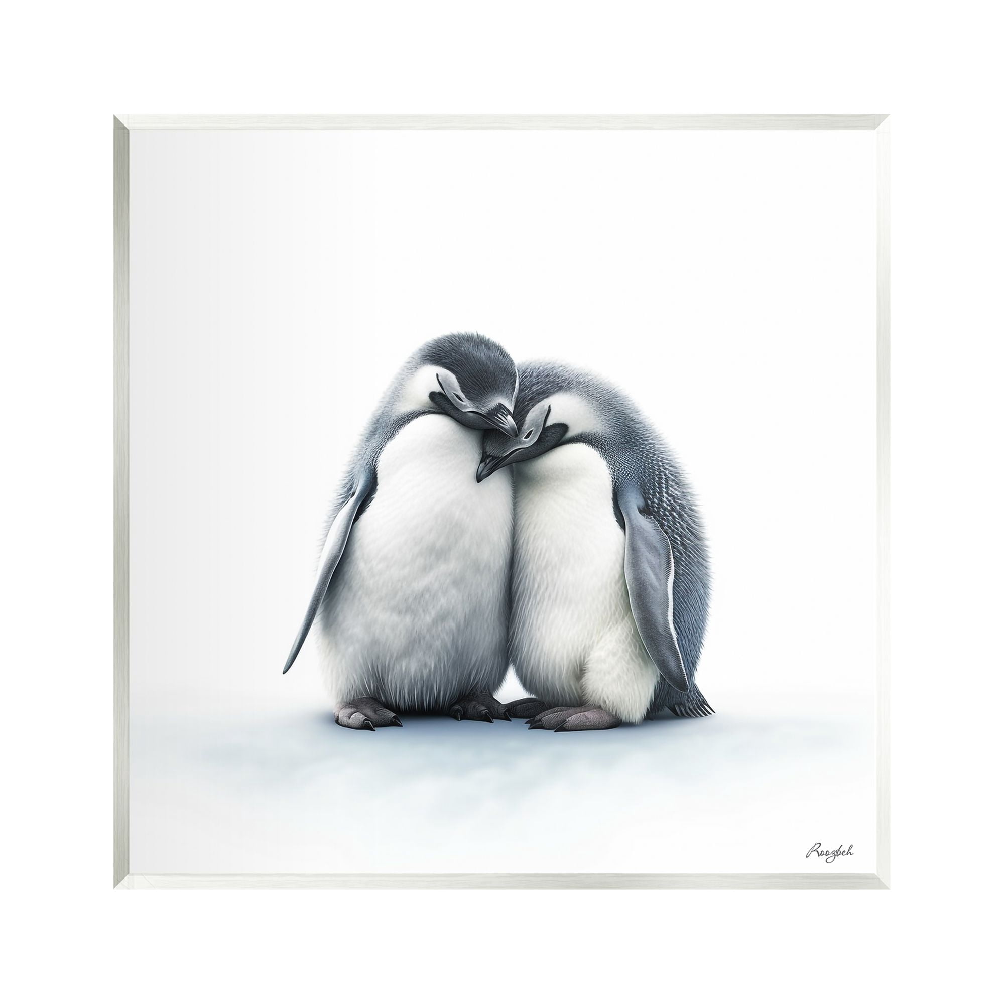Stupell Industries Minimal Penguins Cuddling Animals & Insects Painting Unframed Art Print Wall Art, 12 x 12