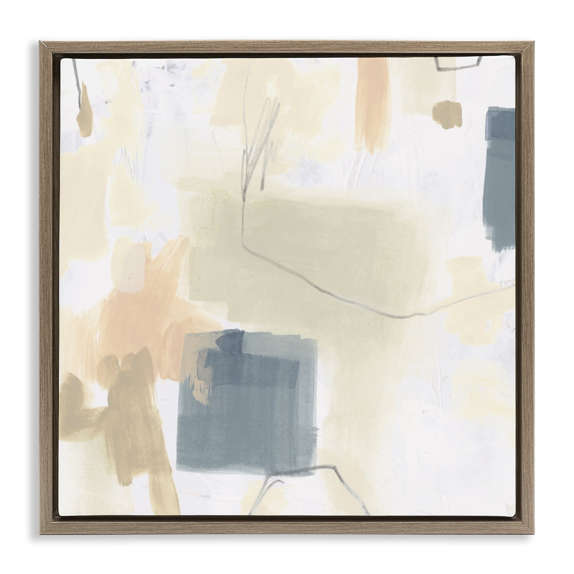 Stupell Industries Minimal Plaster Line Brown Framed Floater Canvas Wall Art, design by June Erica Vess