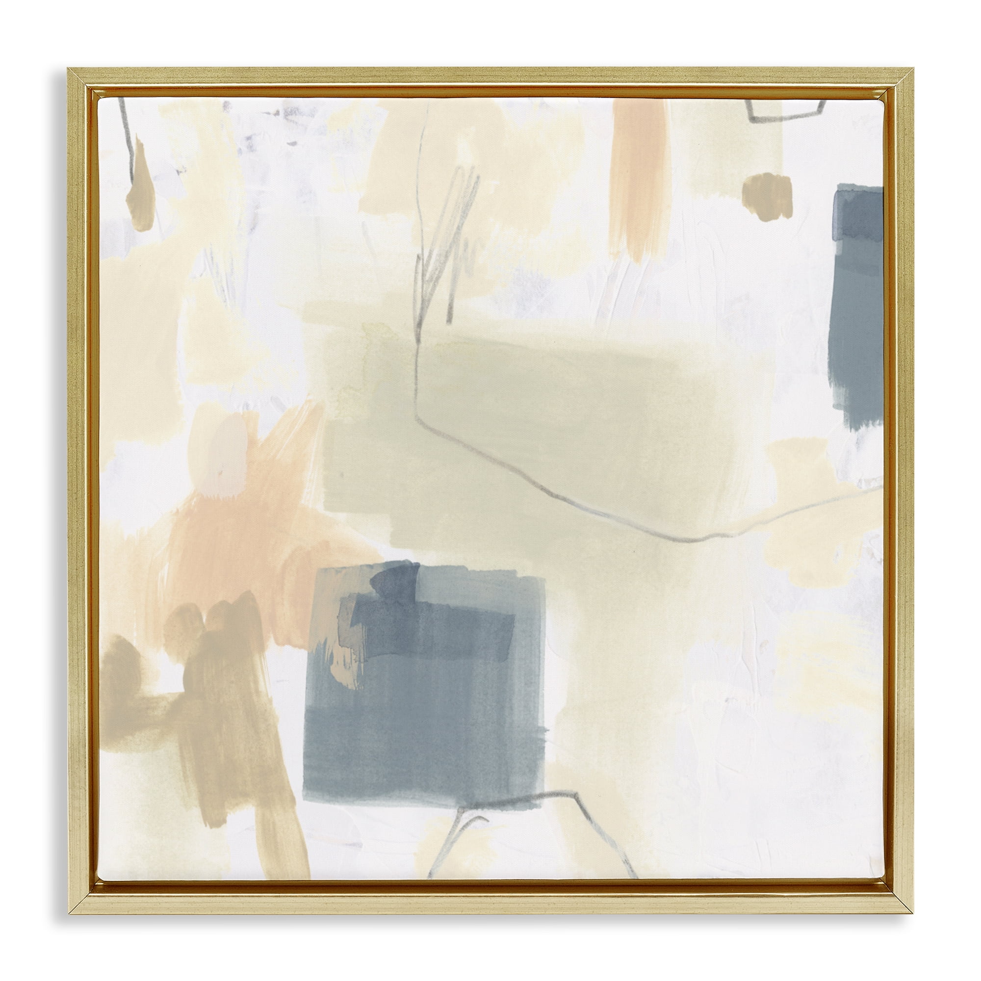 Stupell Industries Minimal Plaster Line Gold Framed Floater Canvas Wall Art, design by June Erica Vess