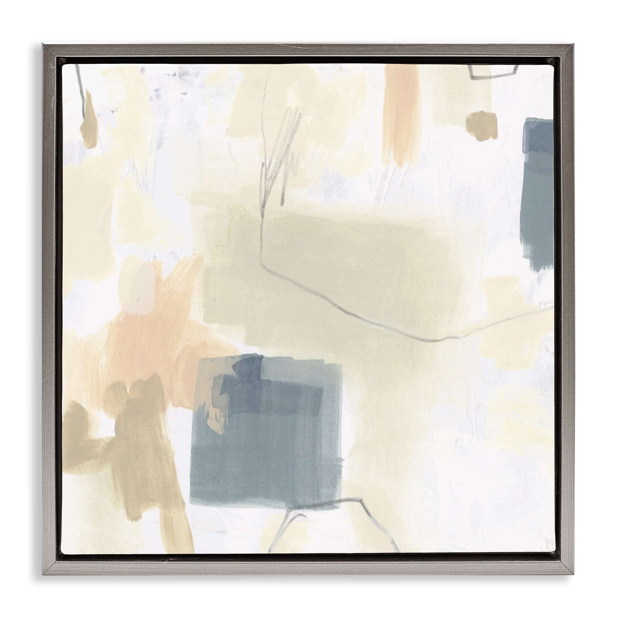 Stupell Industries Minimal Plaster Line Gray Framed Floater Canvas Wall Art, design by June Erica Vess